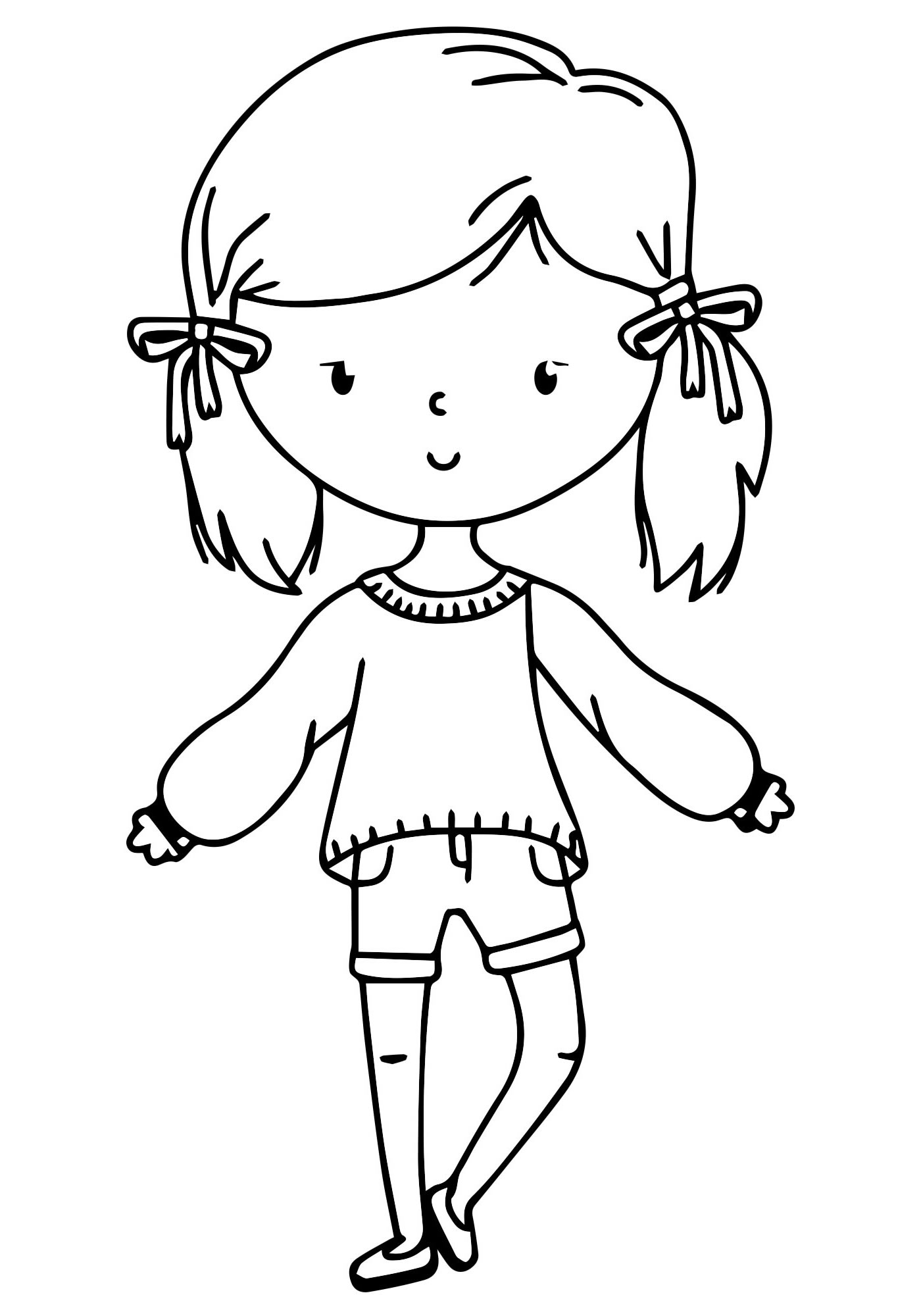 Раскраска девочка с косичками