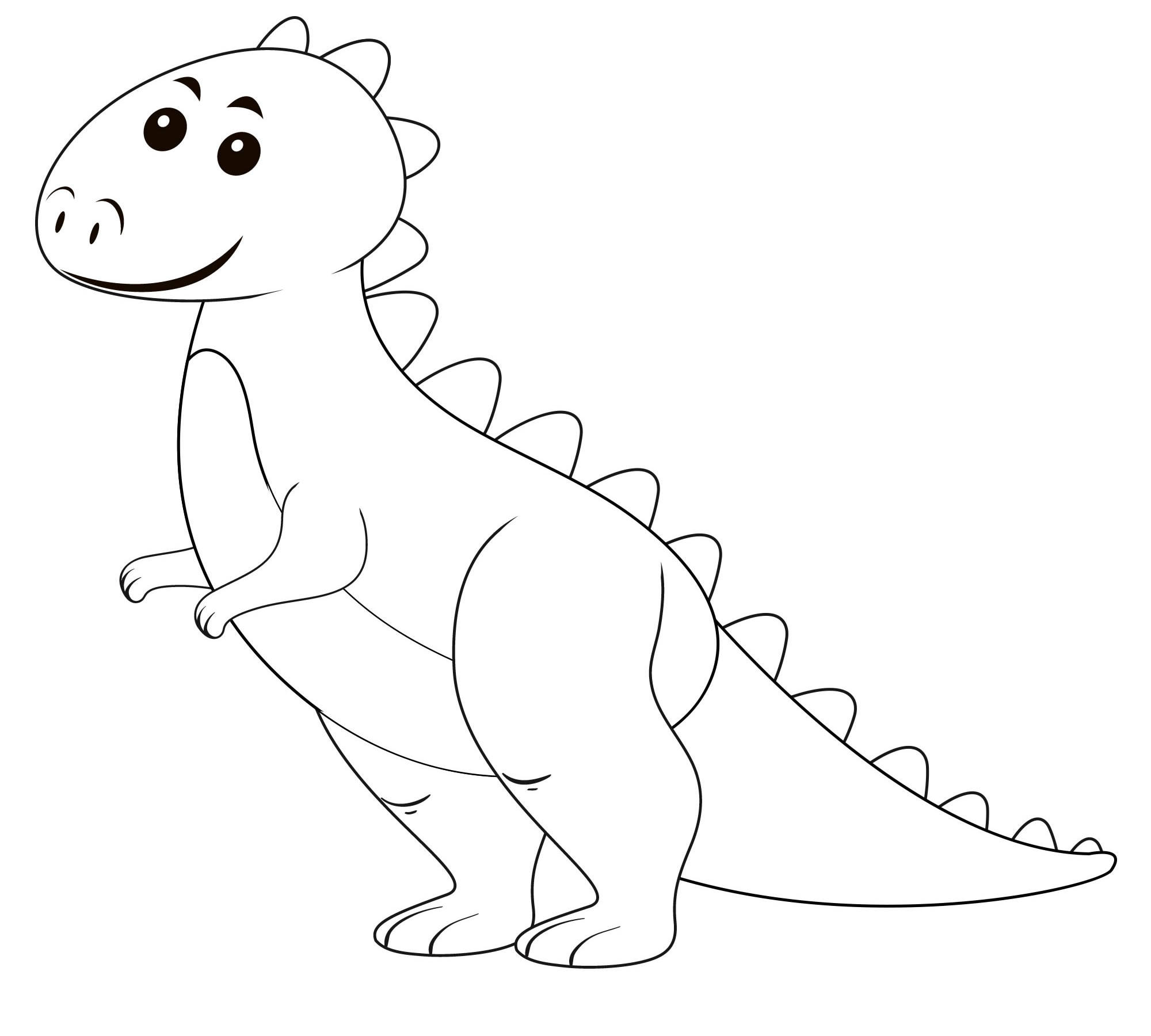 Милый динозавр — раскраска для детей. Распечатать бесплатно.