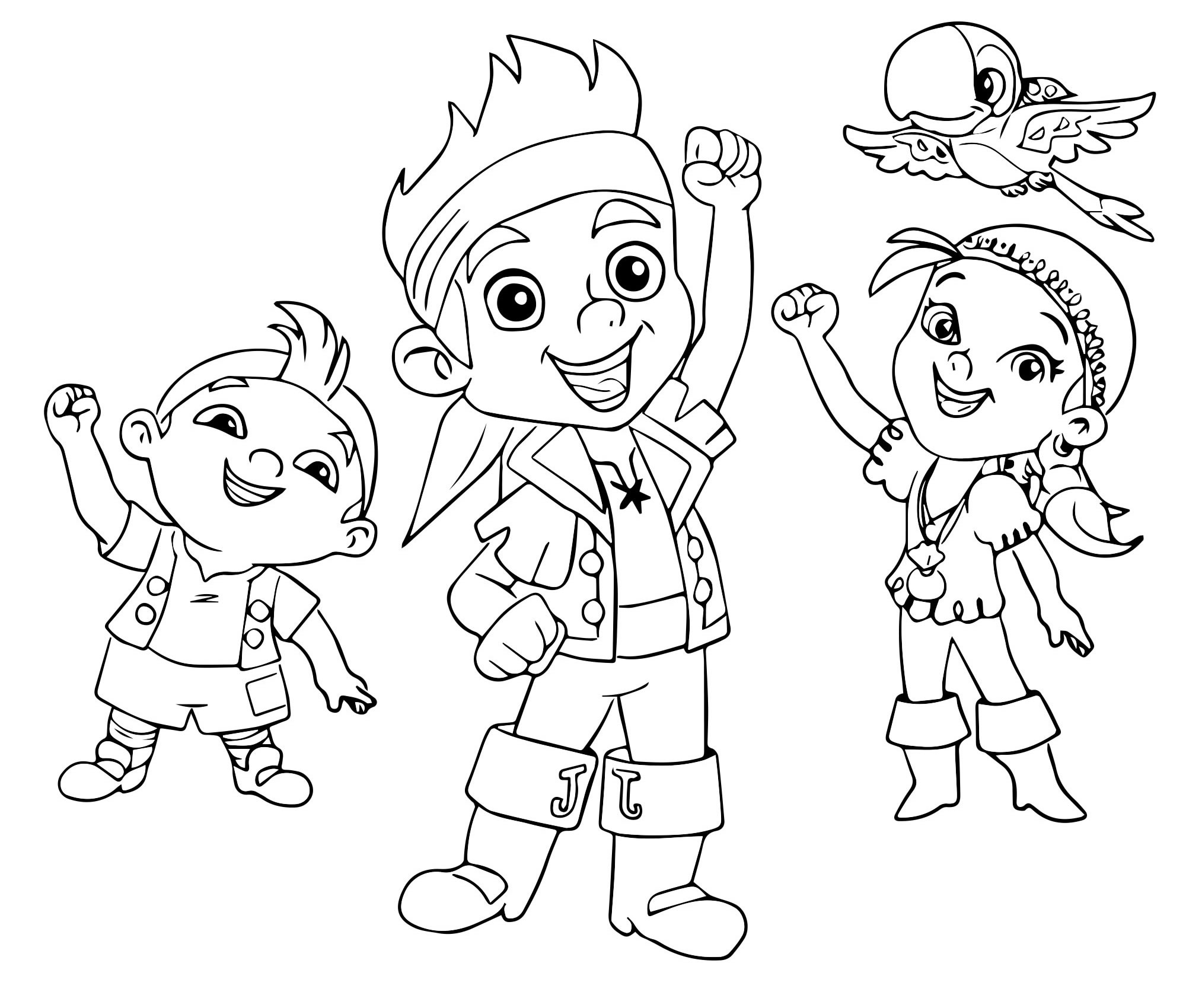 Персонажи Джейк и пираты раскраска для детей