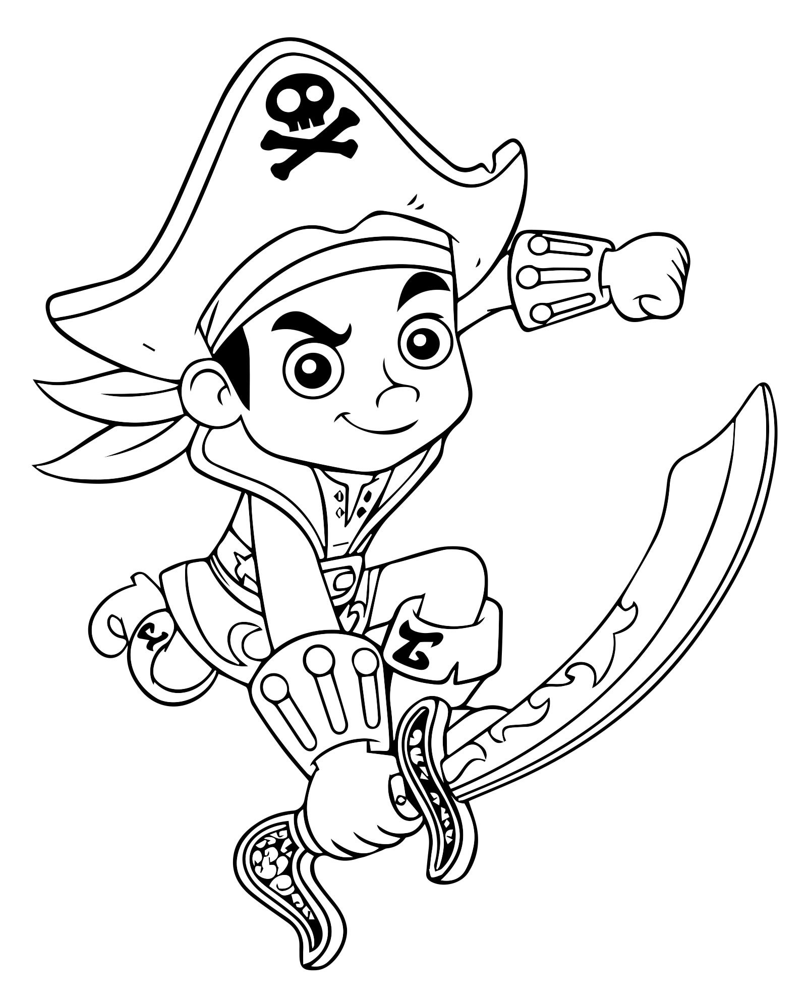 Пират Джейк с мечом раскраска для детей