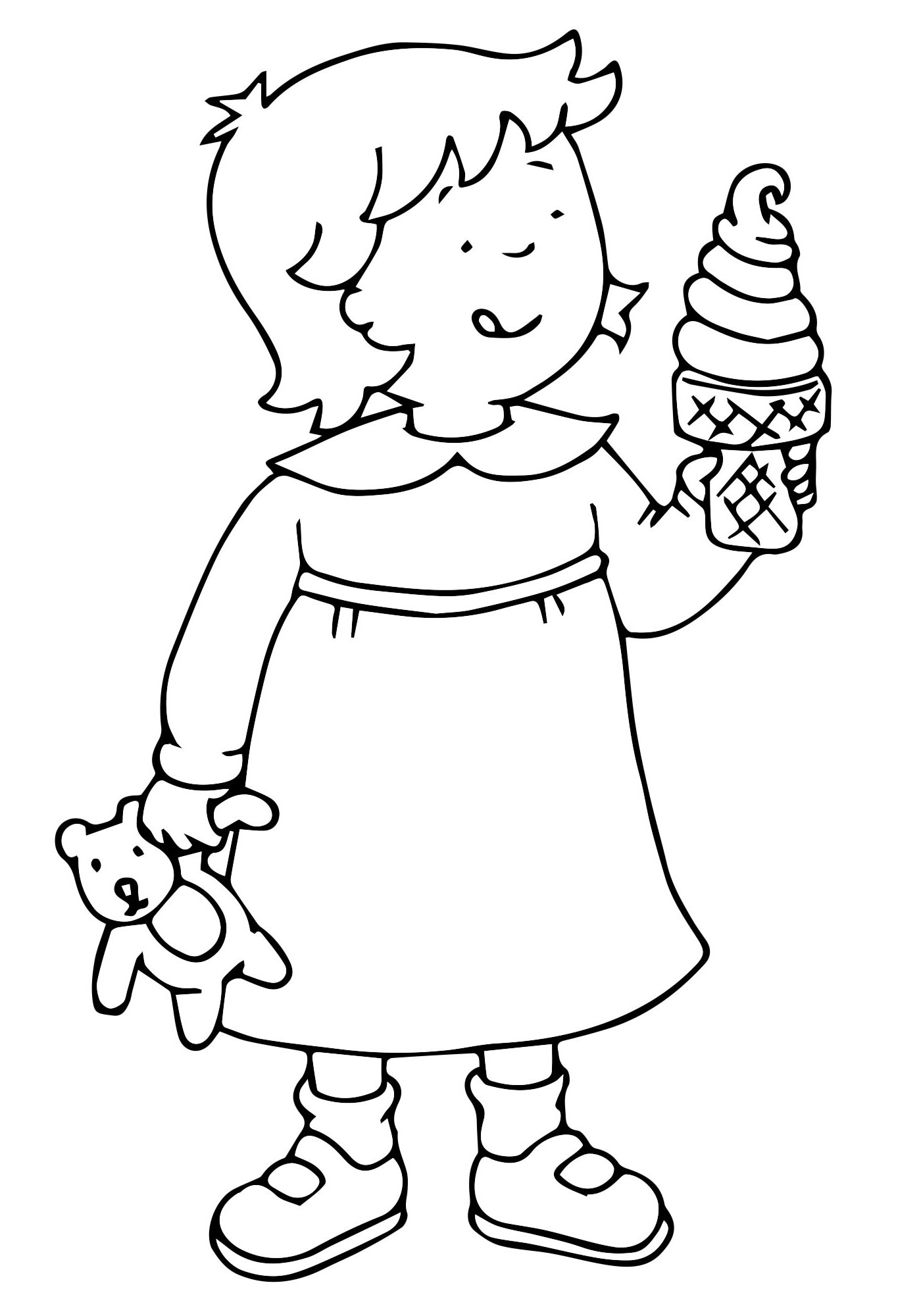 Девочка с мороженым раскраска для детей