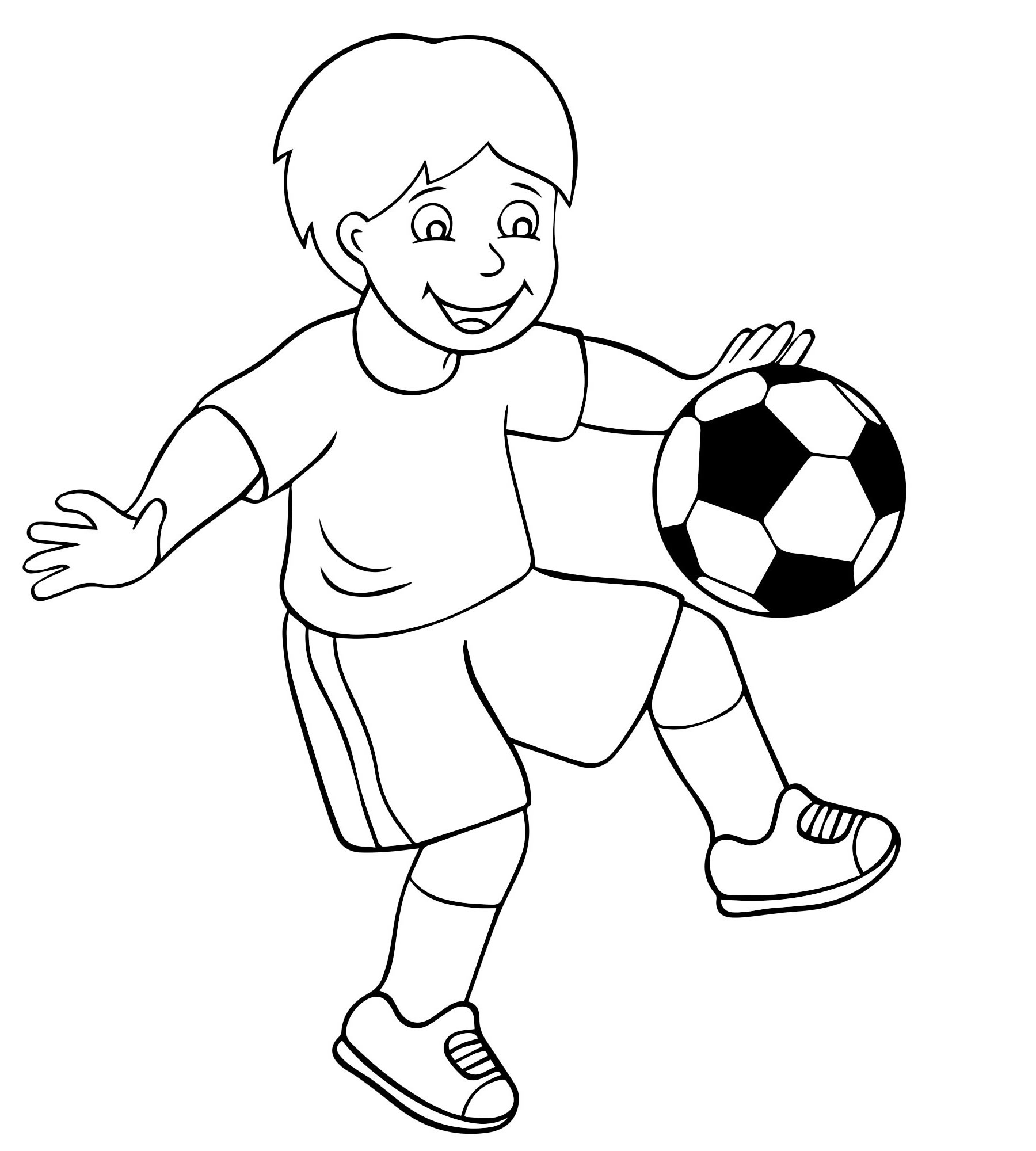 Раскраски Дети, Раскраска Дети играют в футбол спорт.