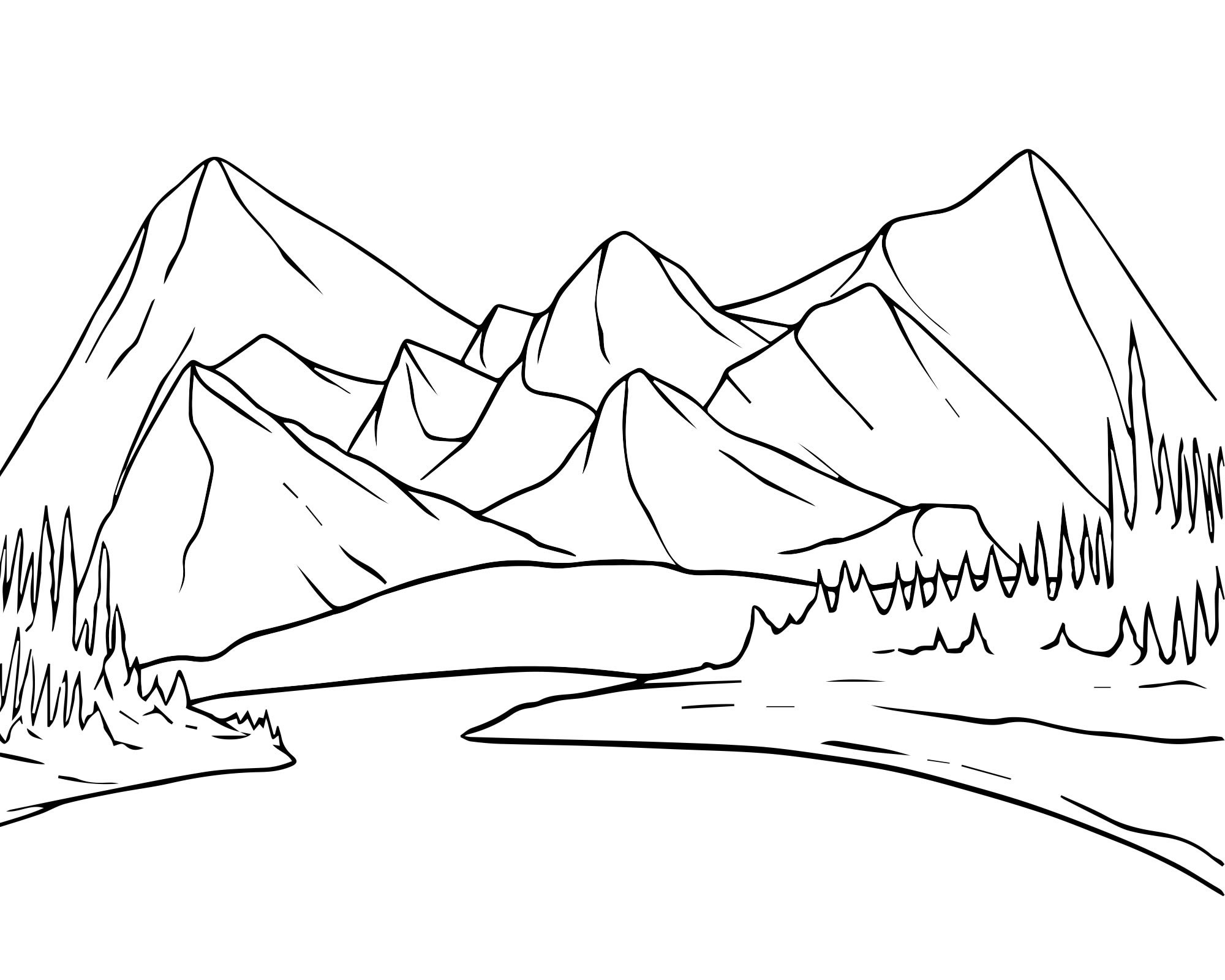 детский рисунок горы