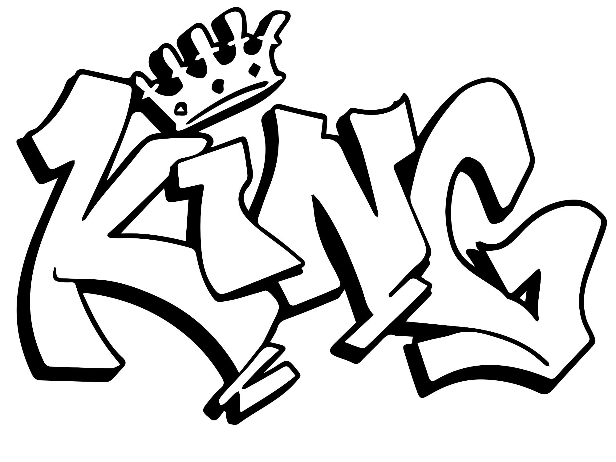 Граффити надпись Король раскраска для детей