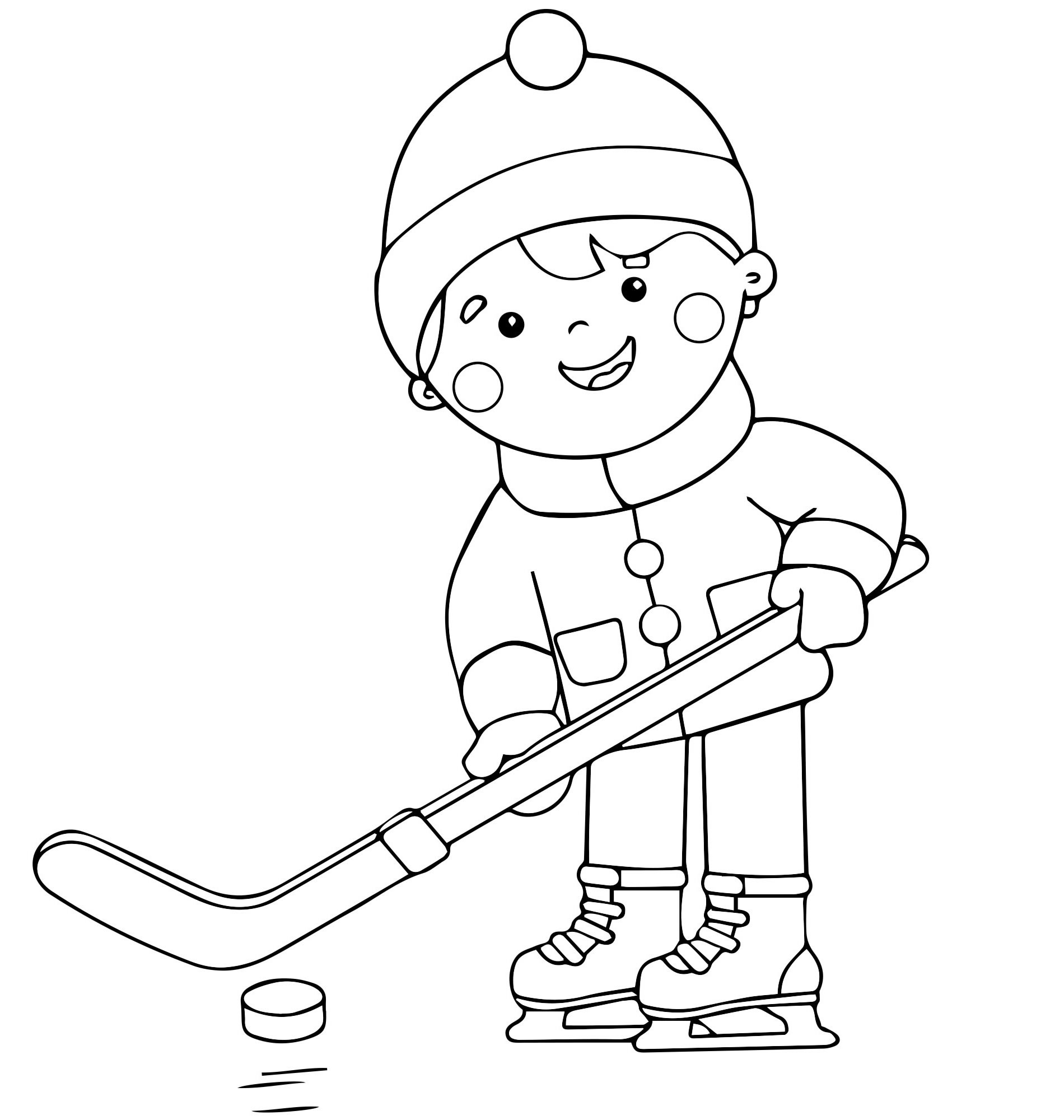 Раскраска хоккеист для детей