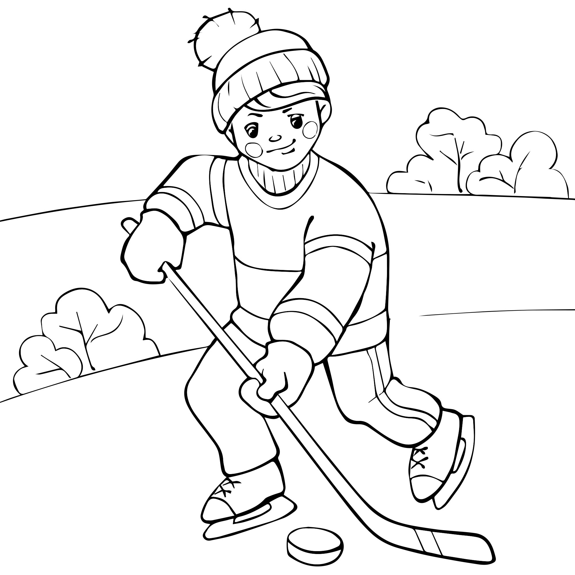 Мальчик на коньках раскраска для детей