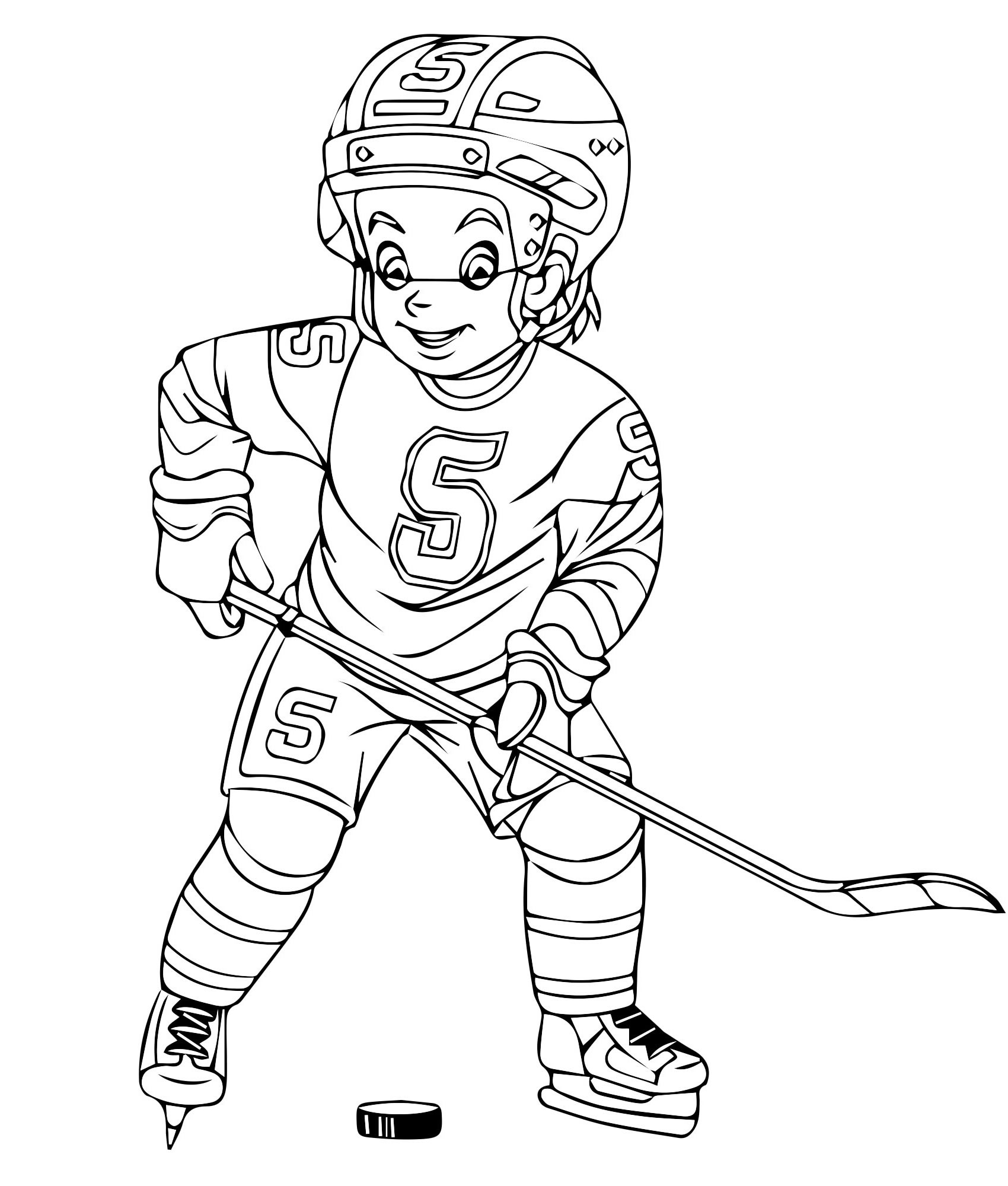 Хоккеист в форме раскраска для детей