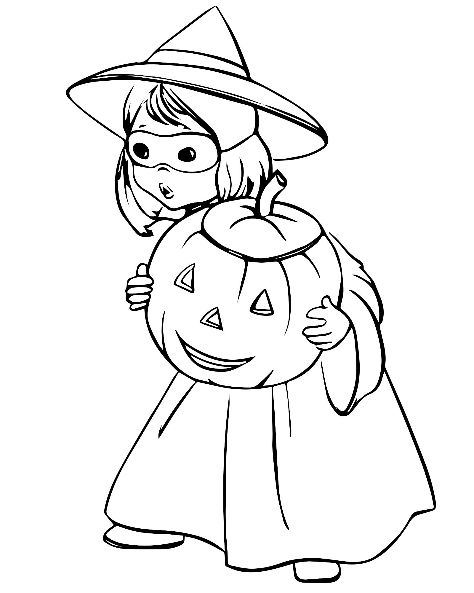 Ведьма на Хеллоуин раскраска для детей