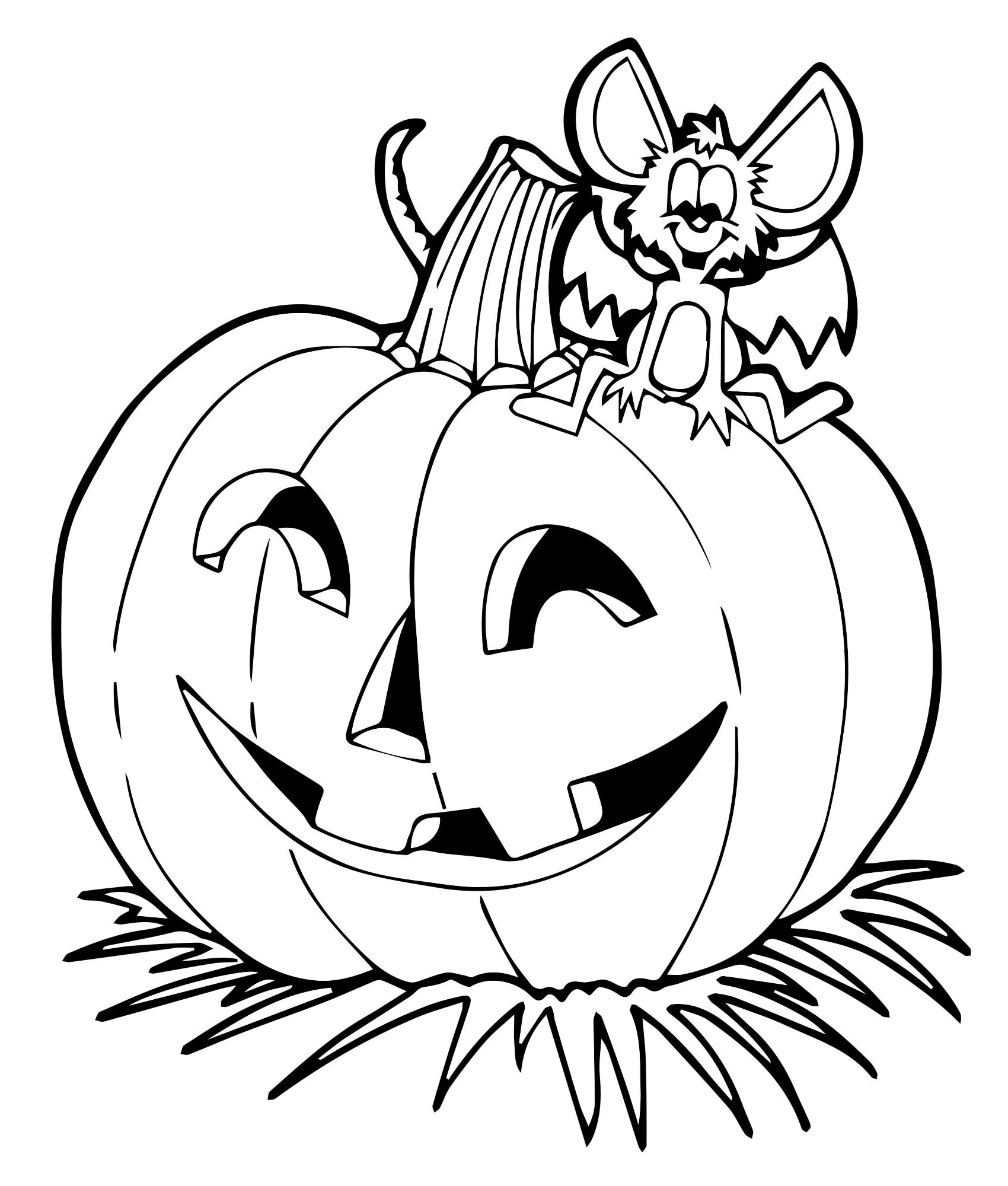 Контурный рисунок тыквы для хэллоуина