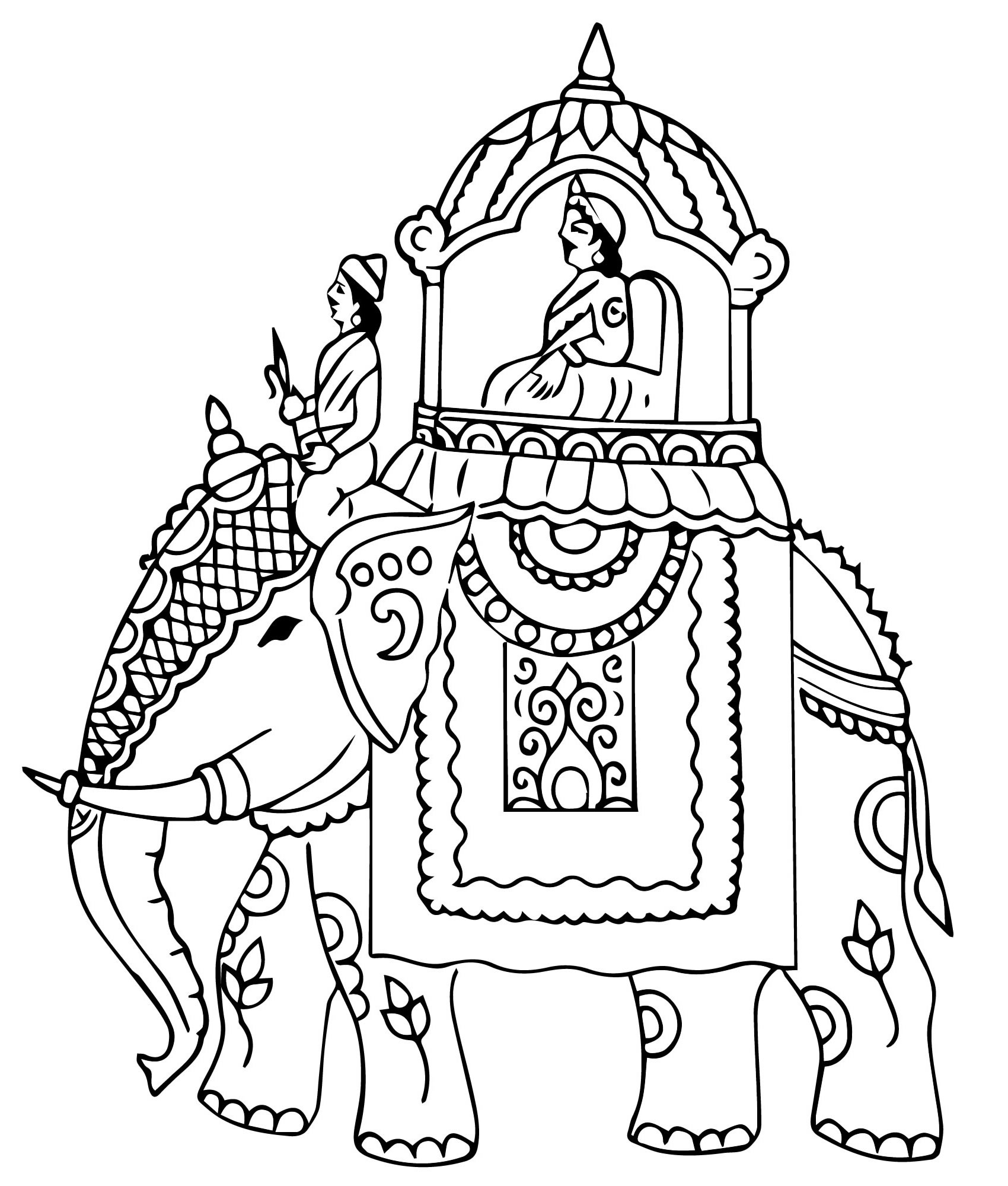 «Индийский слон в технике раскраски …» — создано в Шедевруме