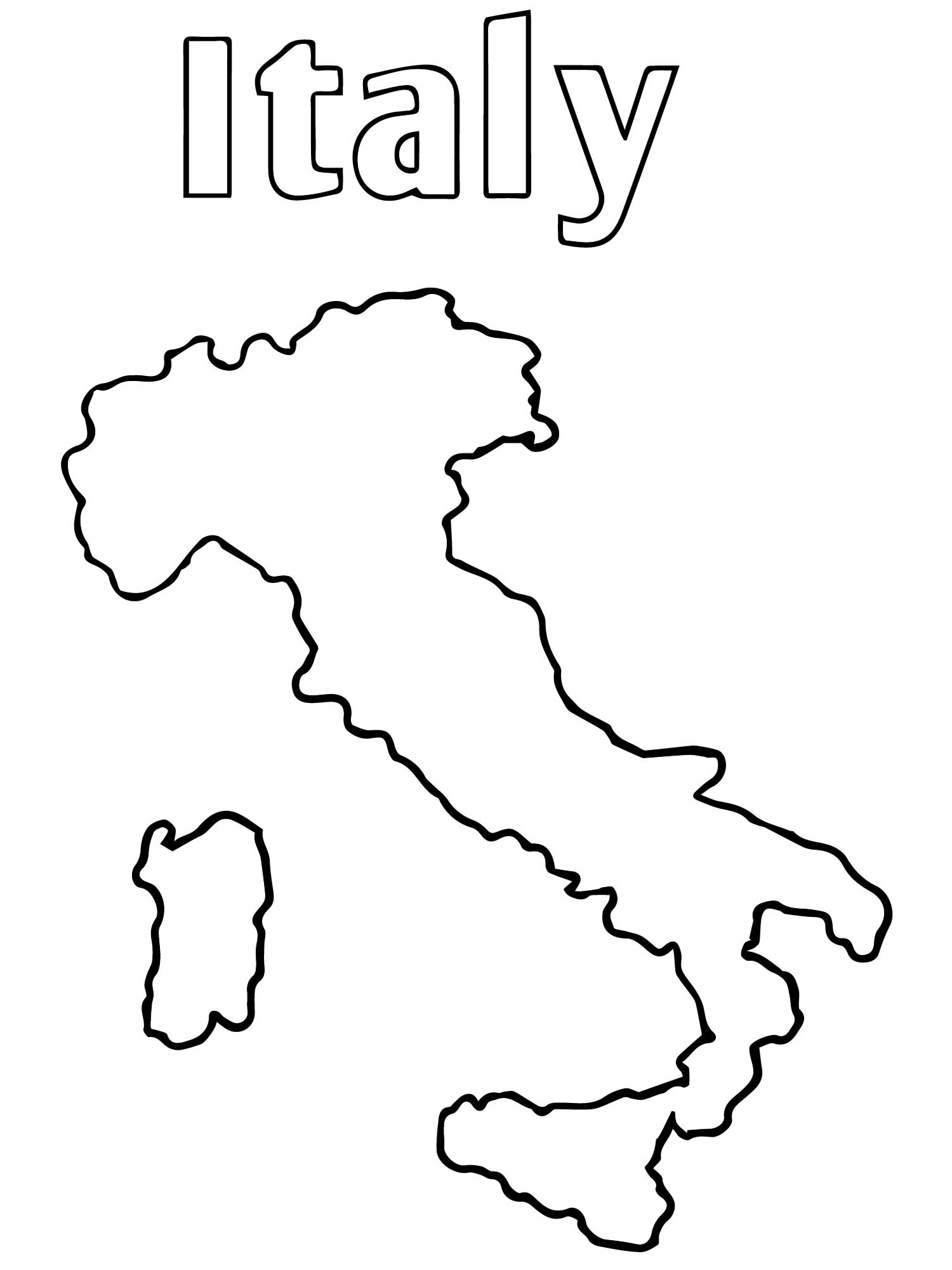 Карта Италии раскраска для детей