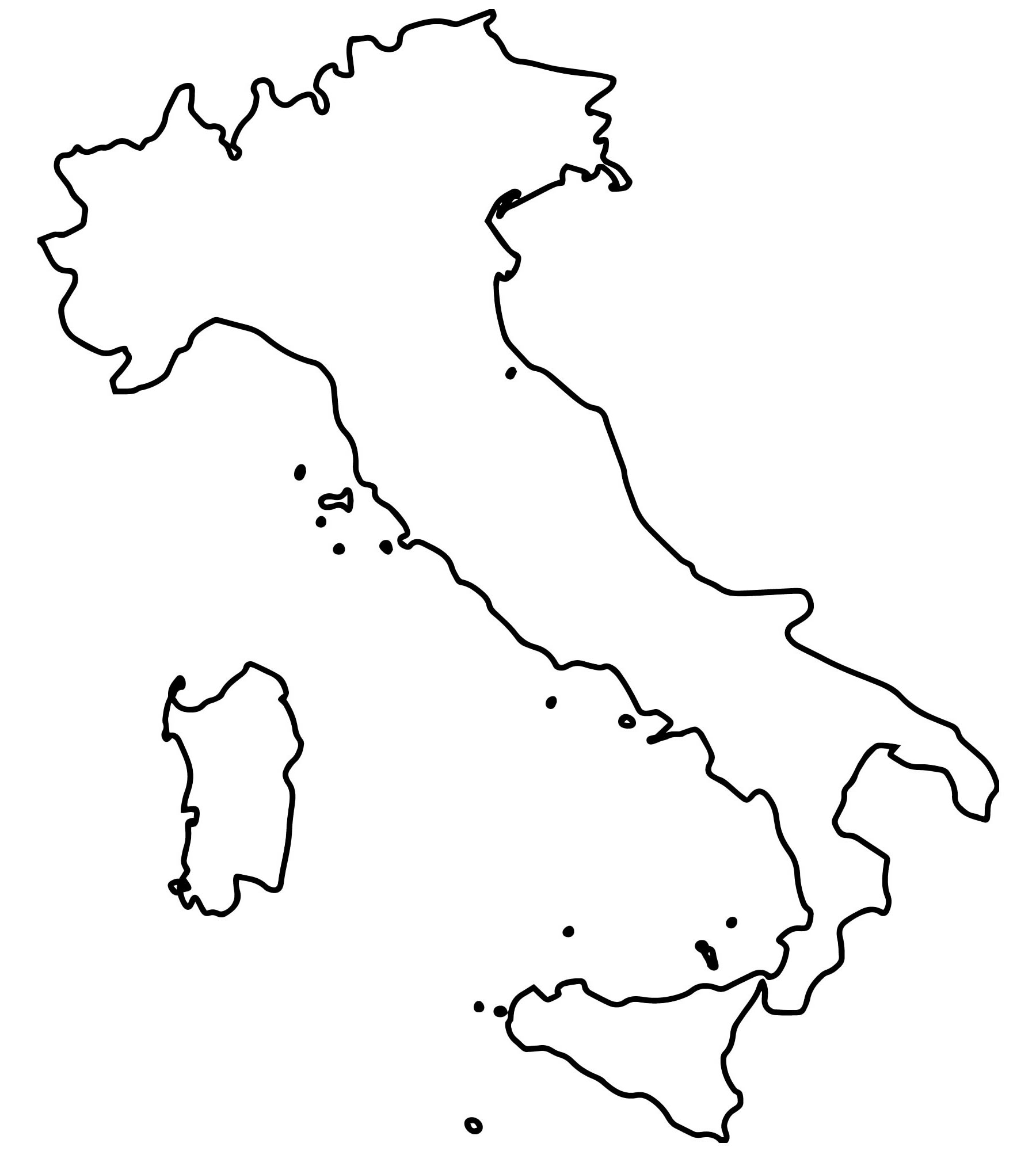 Карта Италии контур
