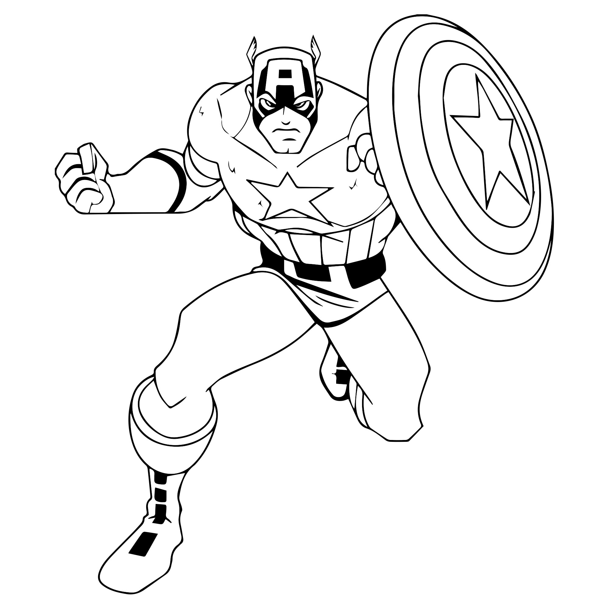 Супергерой Капитан Америка раскраска для детей