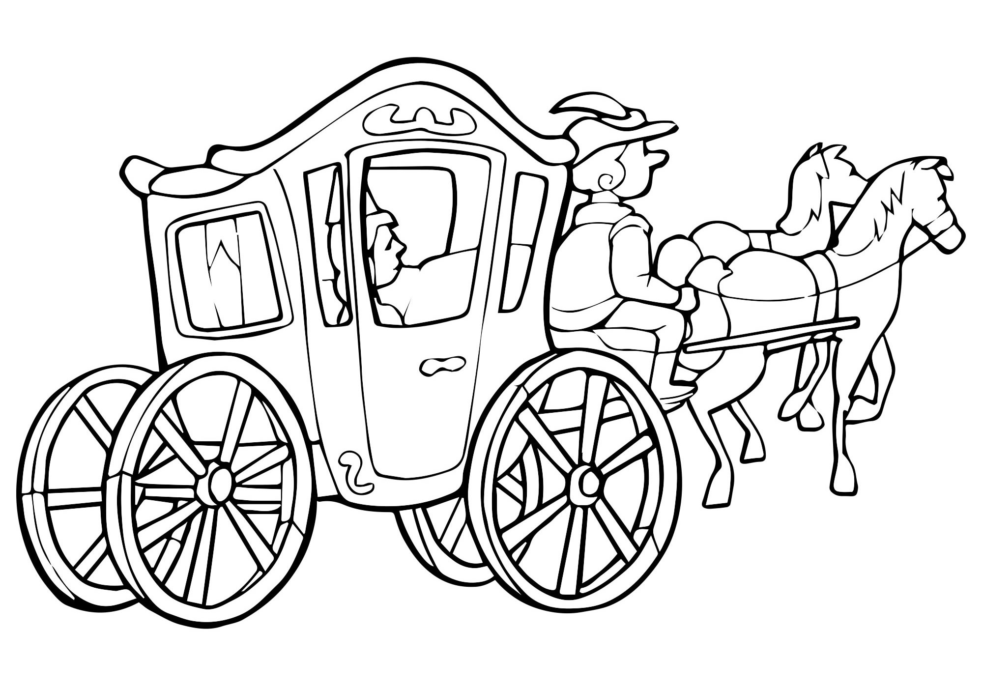 Карета с лошадьми раскраска для детей