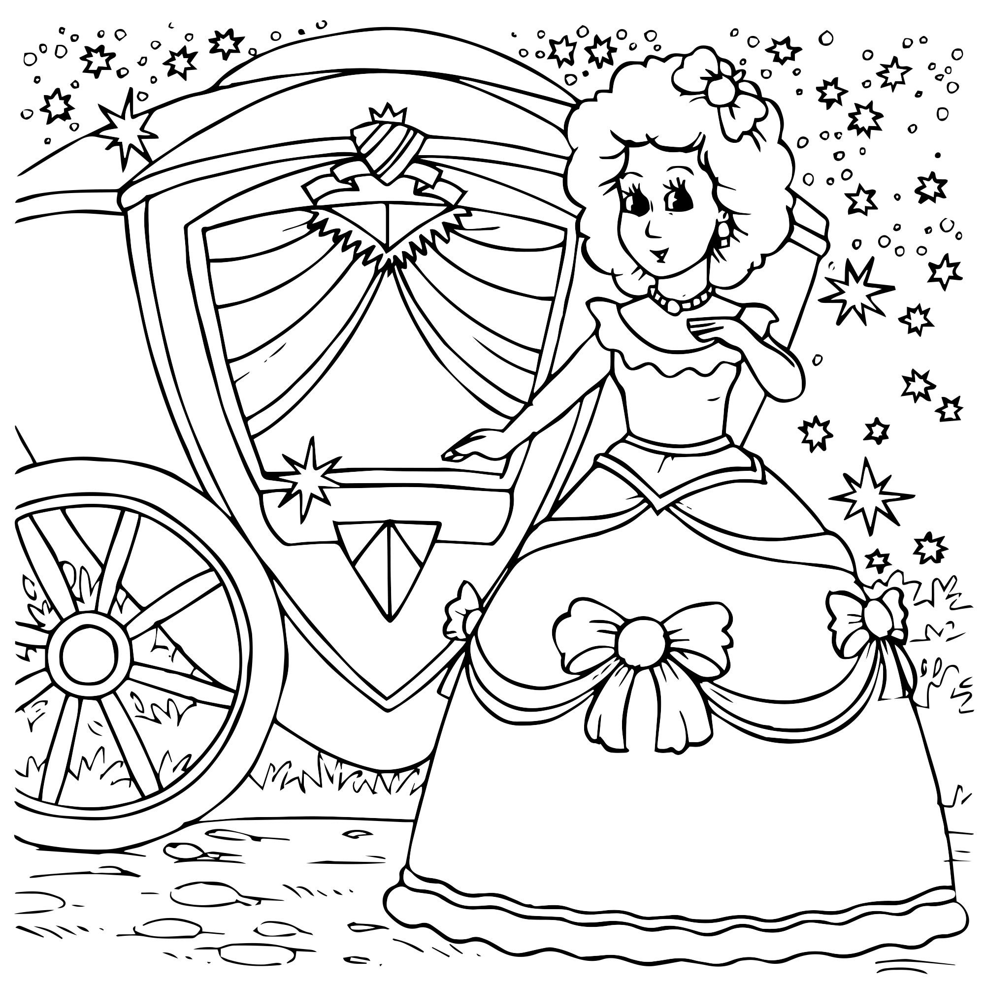 Раскраска принцесса в карете