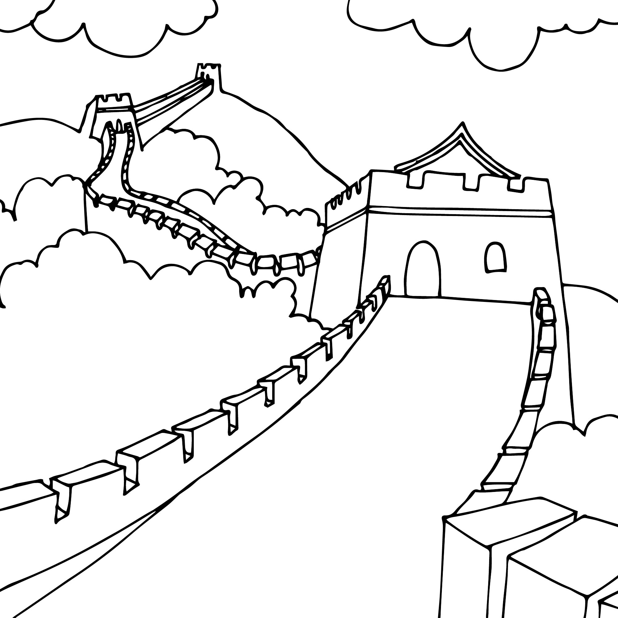 Раскраска Великая Китайская стена | Раскраски сооружений построенных до нашей эры