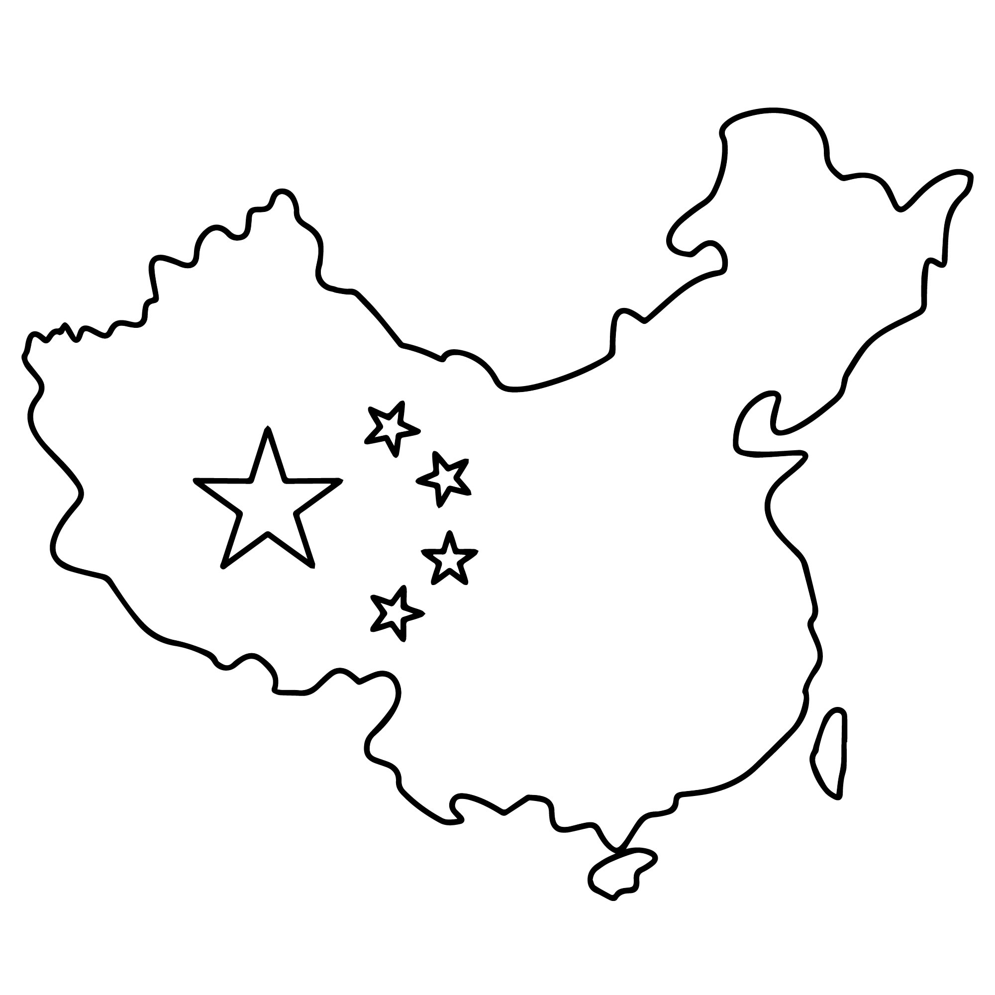 Карта Китая — раскраска для детей. Распечатать бесплатно.