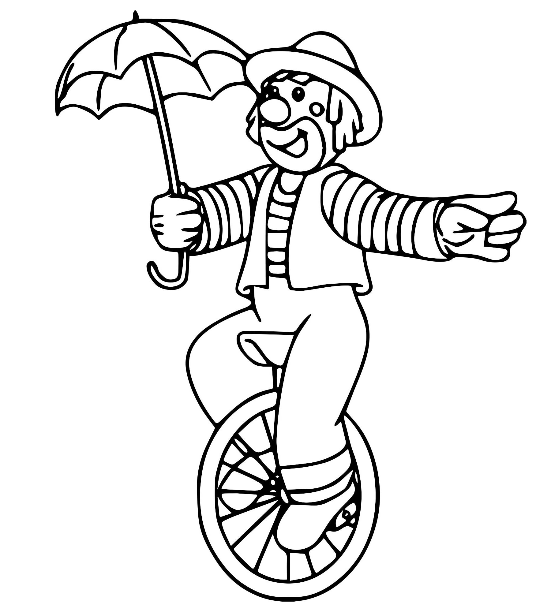 Клоун на моноцикле раскраска для детей