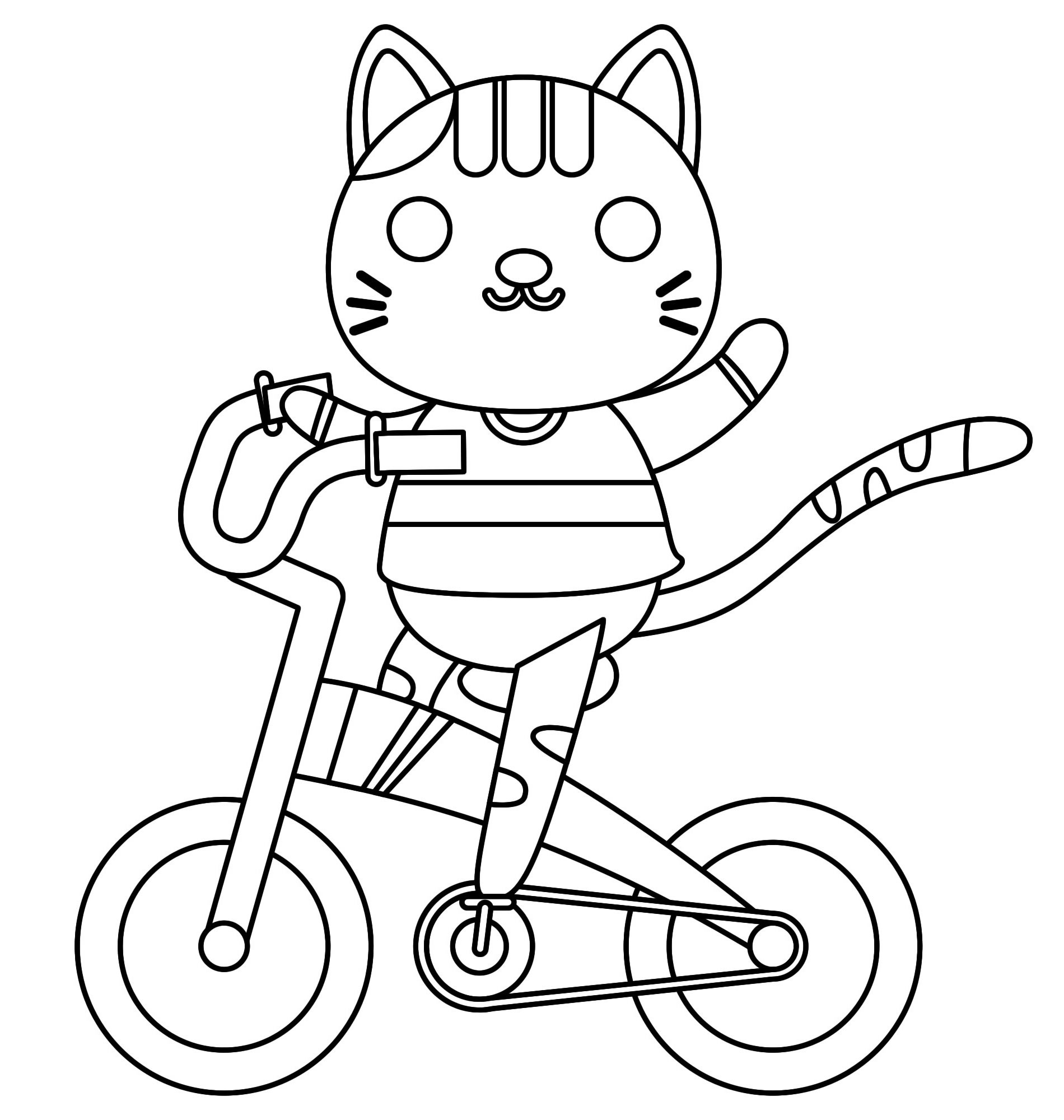 Кот на велосипеде раскраска для детей