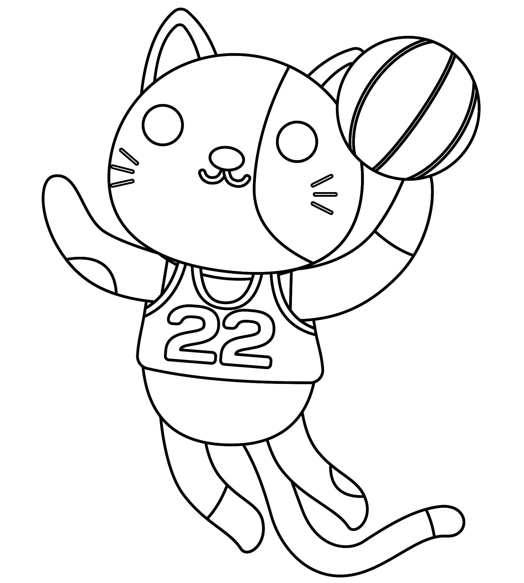 Кот баскетболист раскраска для детей