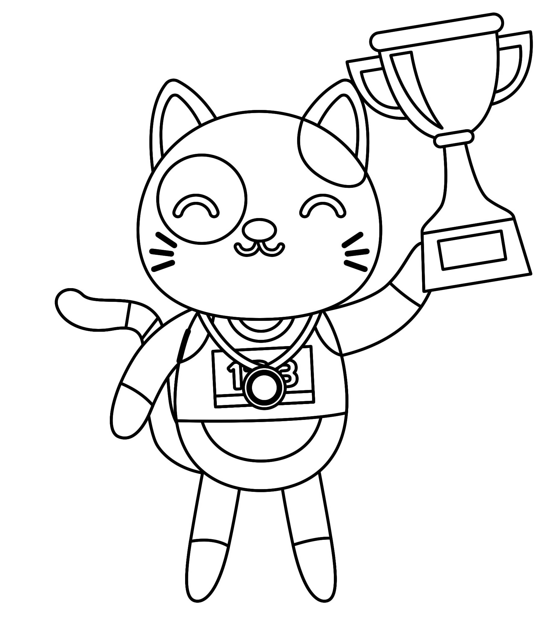 Кот победитель раскраска для детей