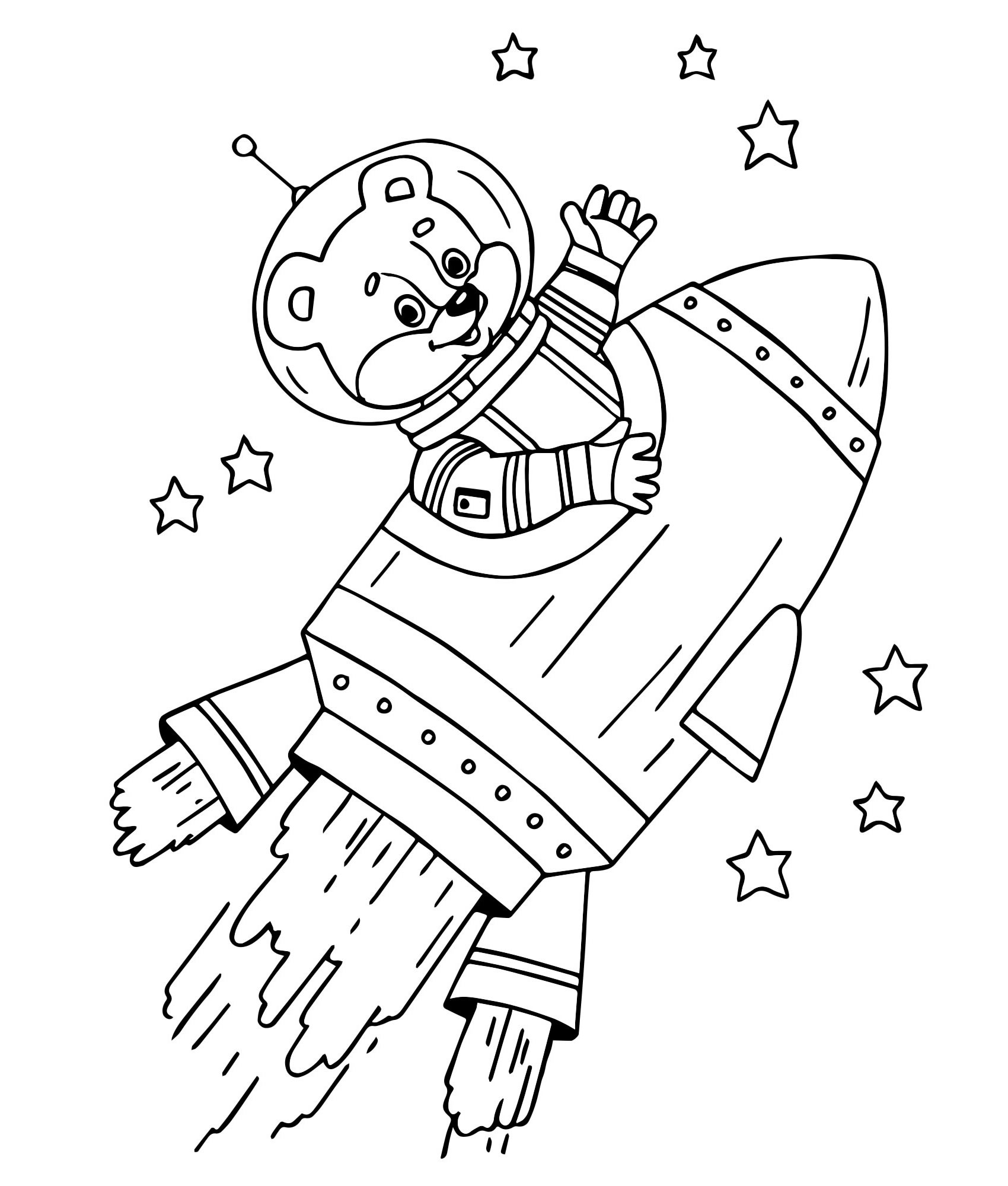 Мишка космонавт раскраска для детей