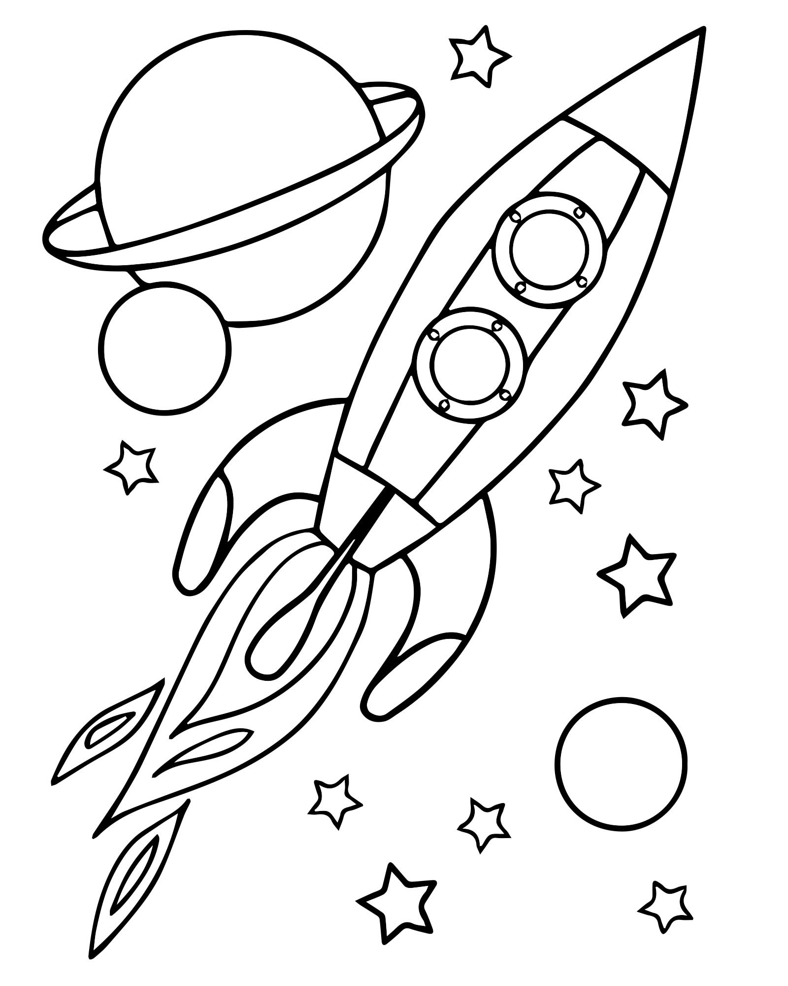 Ракета и звёзды раскраска для детей