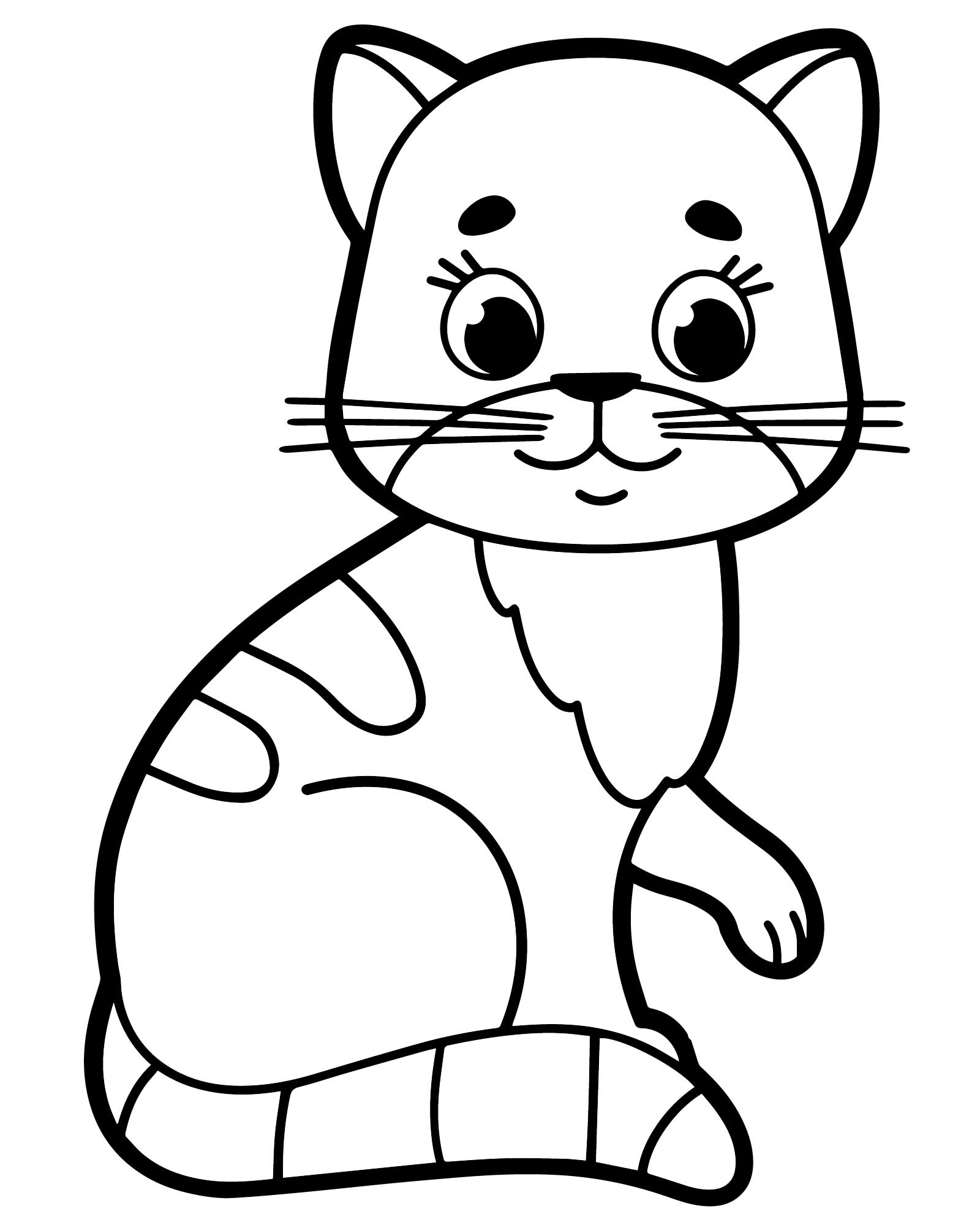 Очаровательный пушистый котенок кошка раскраски для детей