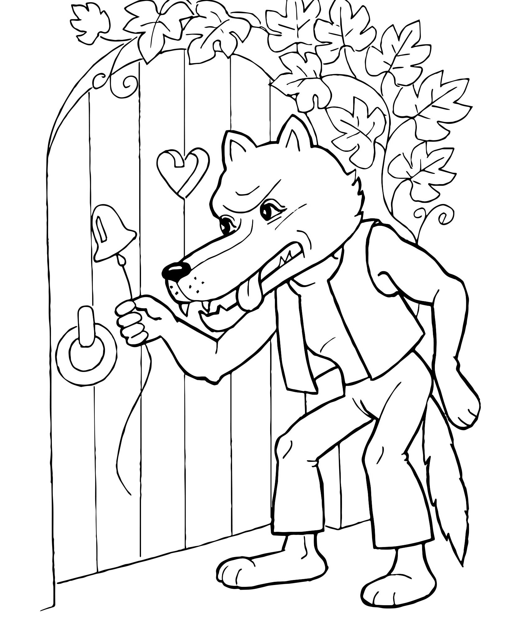 Волк из сказки — раскраска для детей. Распечатать бесплатно.