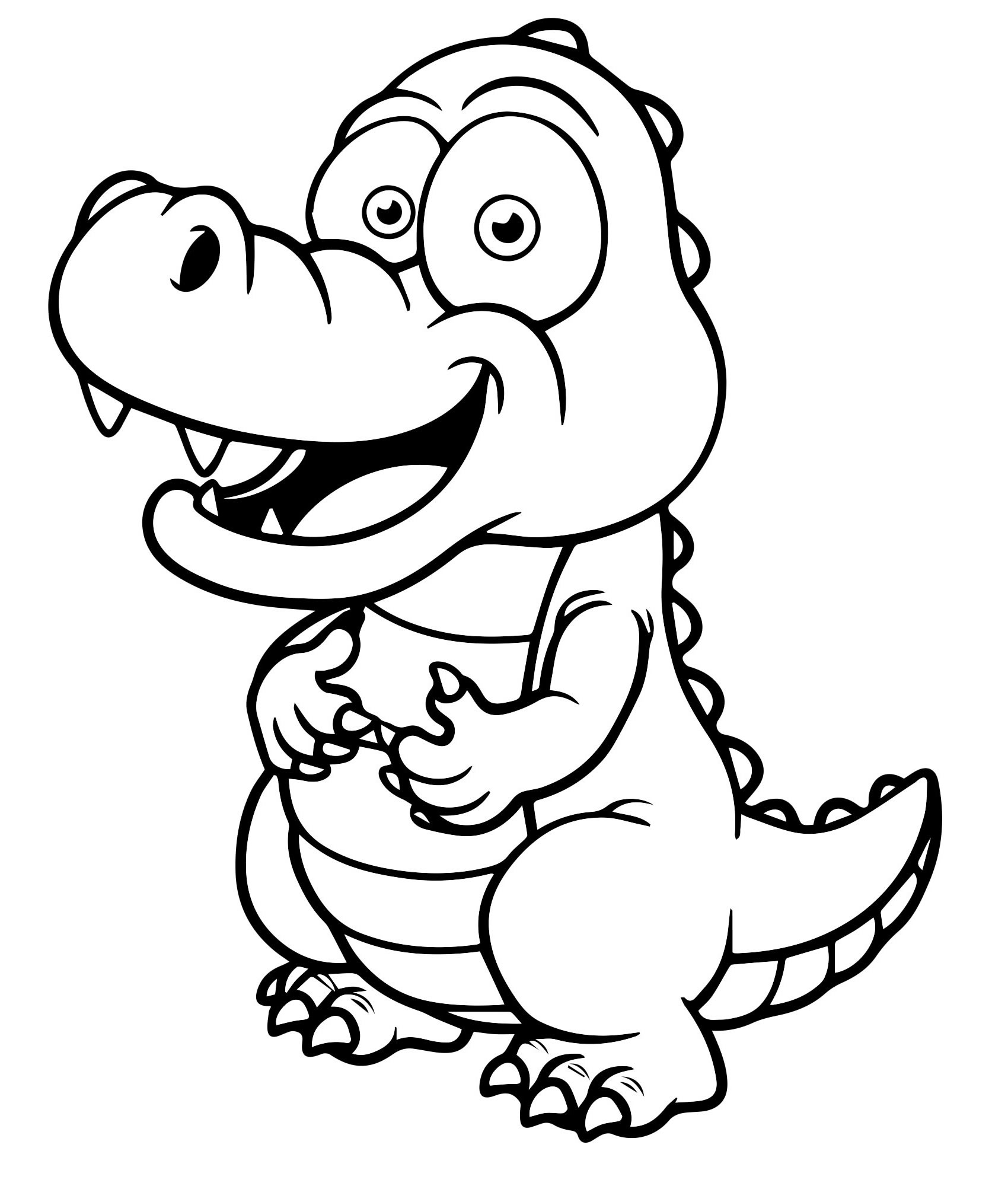 Крокодил раскраска для детей мультяшный