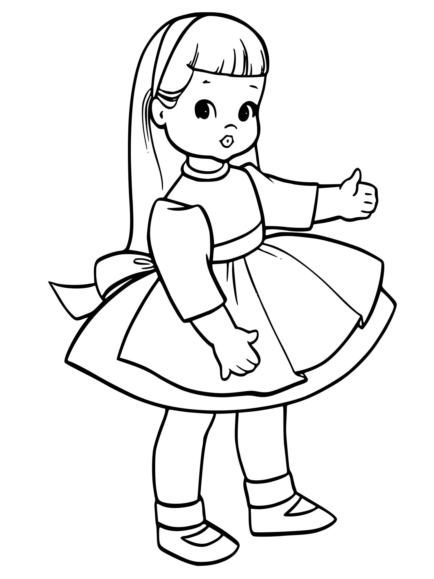 Куколка в платье раскраска для детей