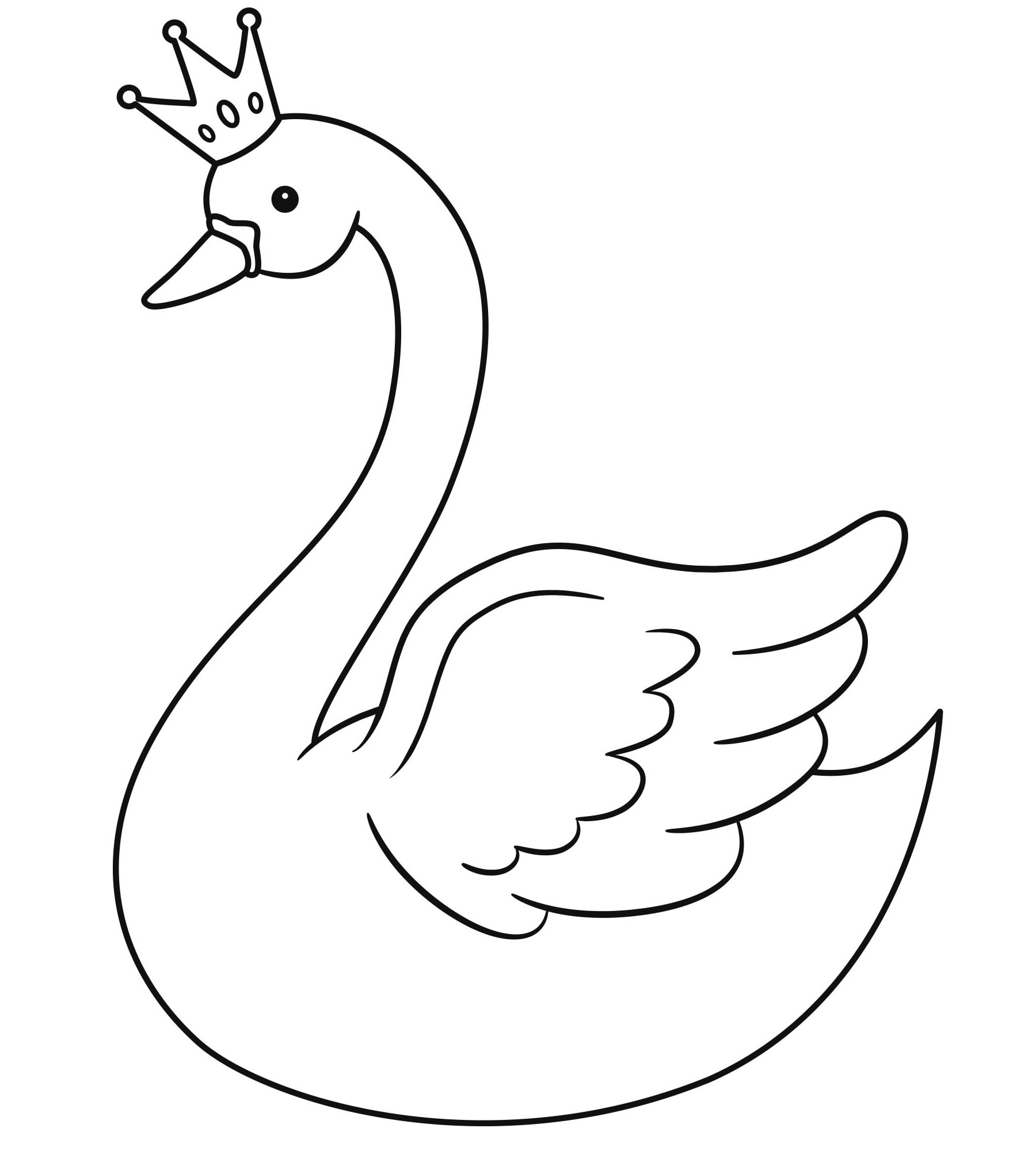 Лебедь контурный рисунок