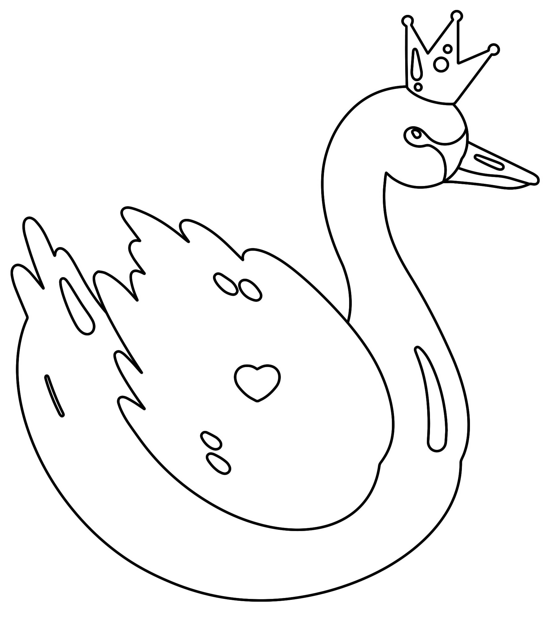 Лебедь с короной раскраска для детей