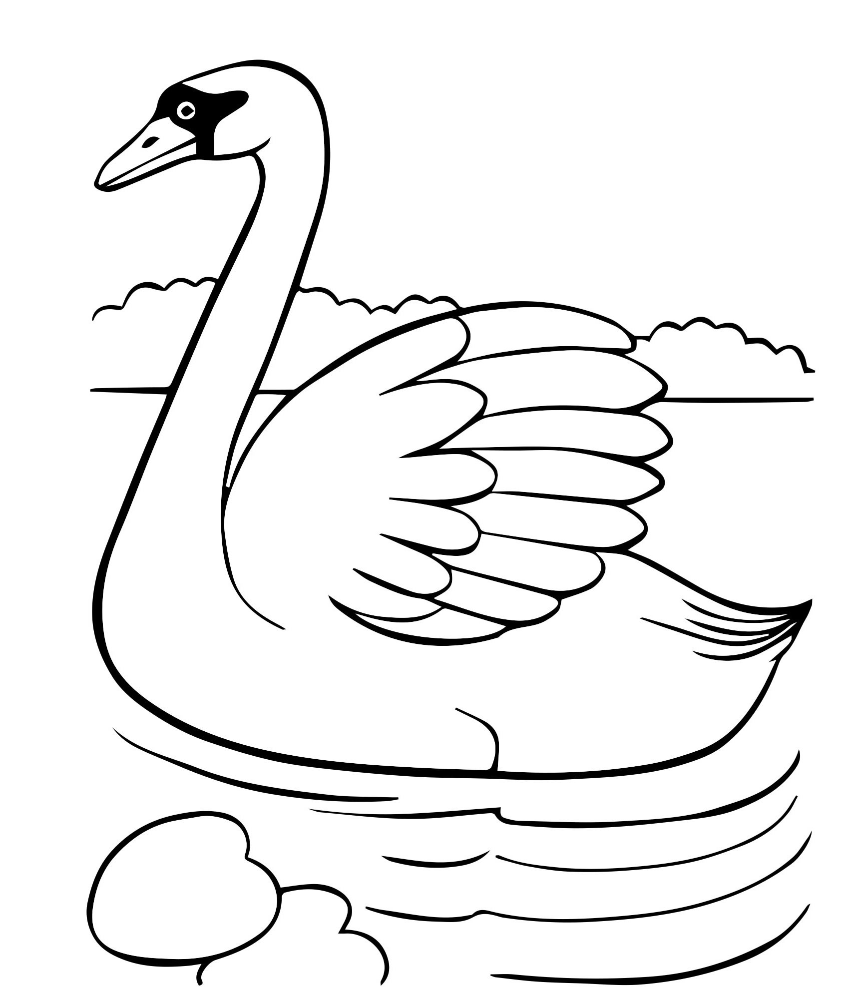 Лебедь раскраска для малышей