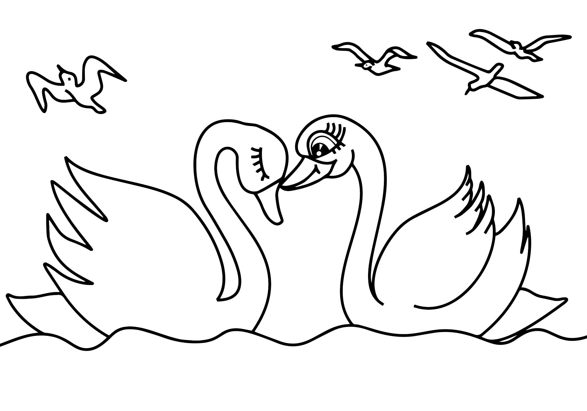 Лебедь картинка раскраска