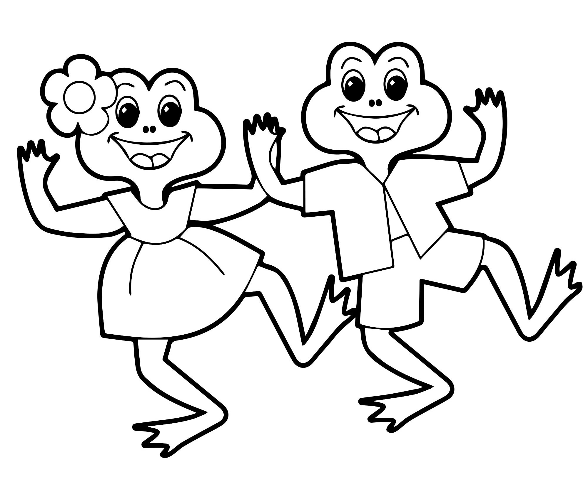 Танцующие лягушата раскраска для детей