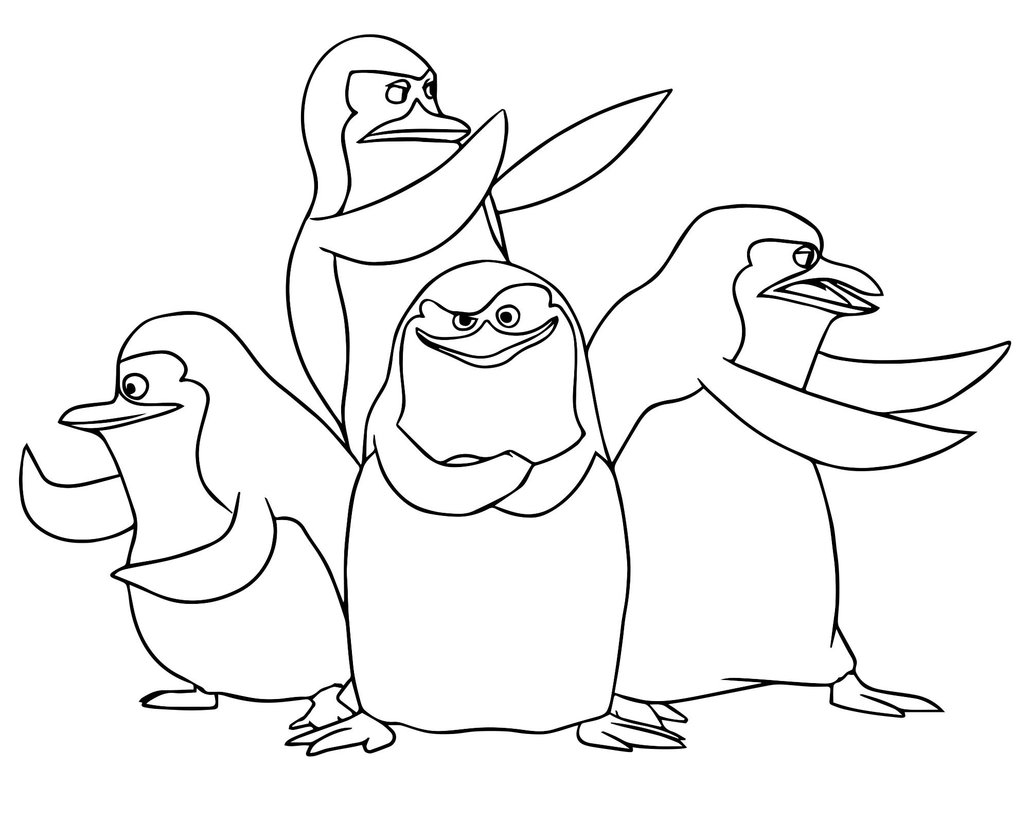 Пингвины из Мадагаскар раскраска для детей