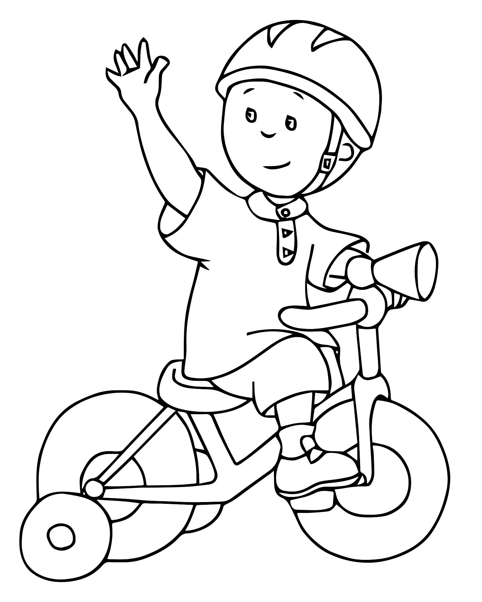 Раскраска дети катаются на велосипеде