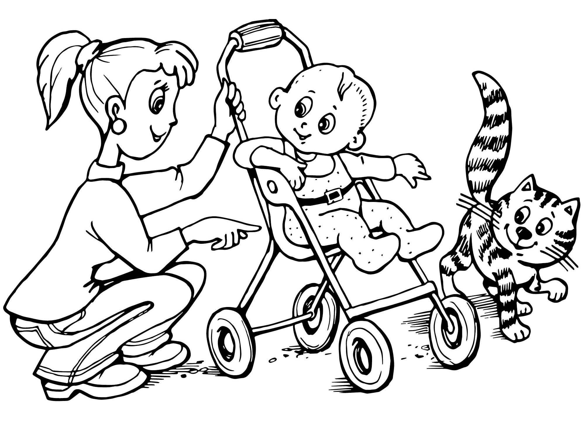 Младенец в коляске раскраска для детей