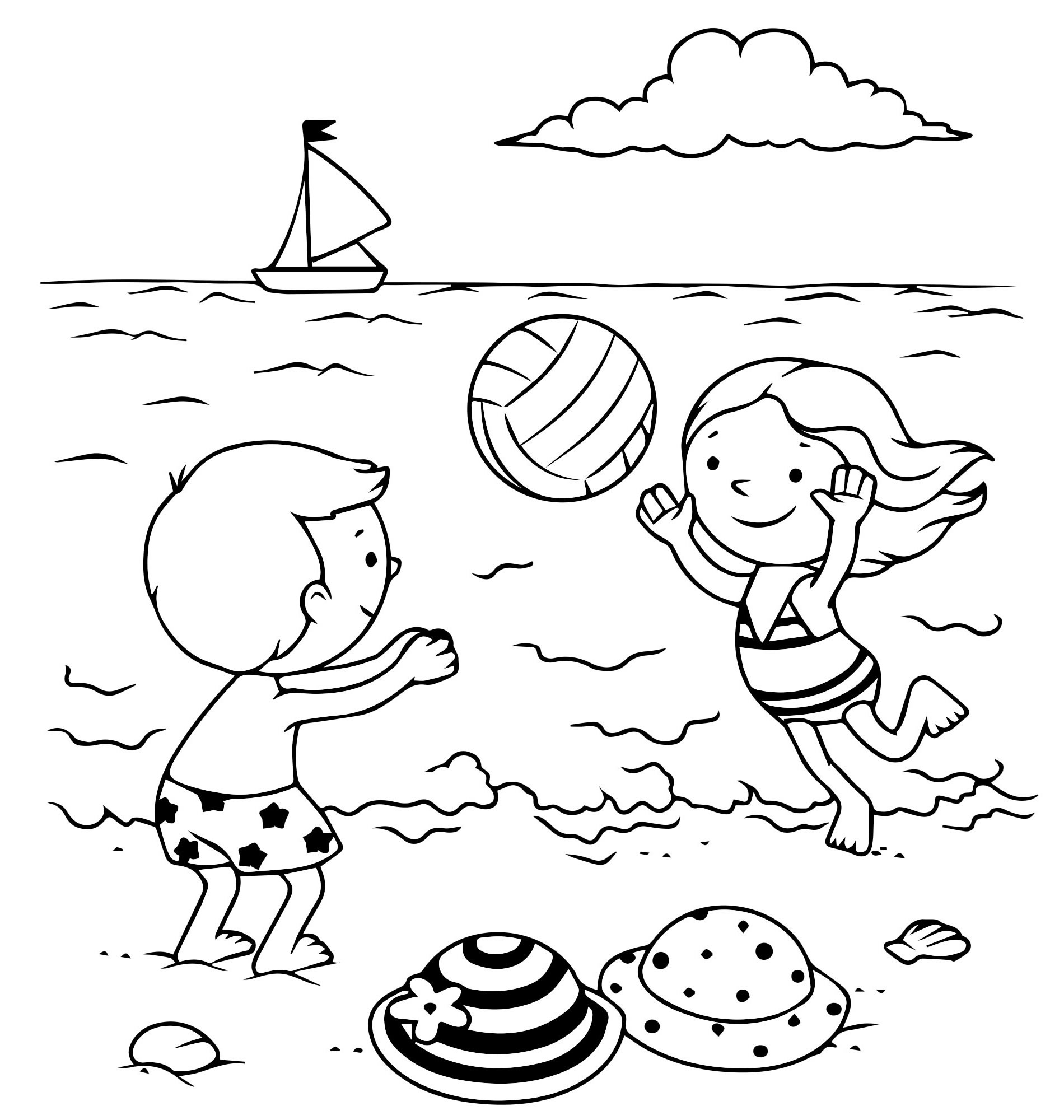 Раскраски подводный мир, кит, дельфин, море, девочка купается, кит пускает шарики