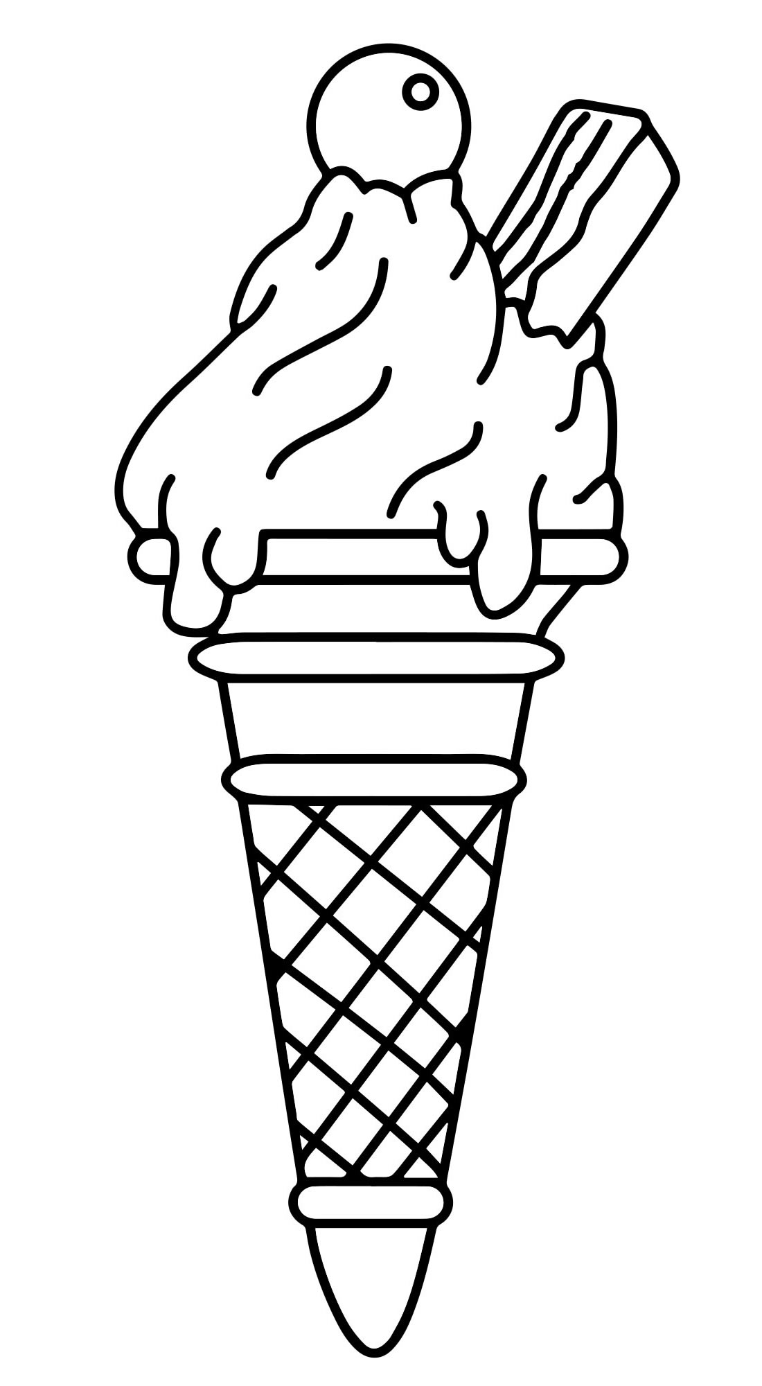 Мороженое в рожке раскраска для детей