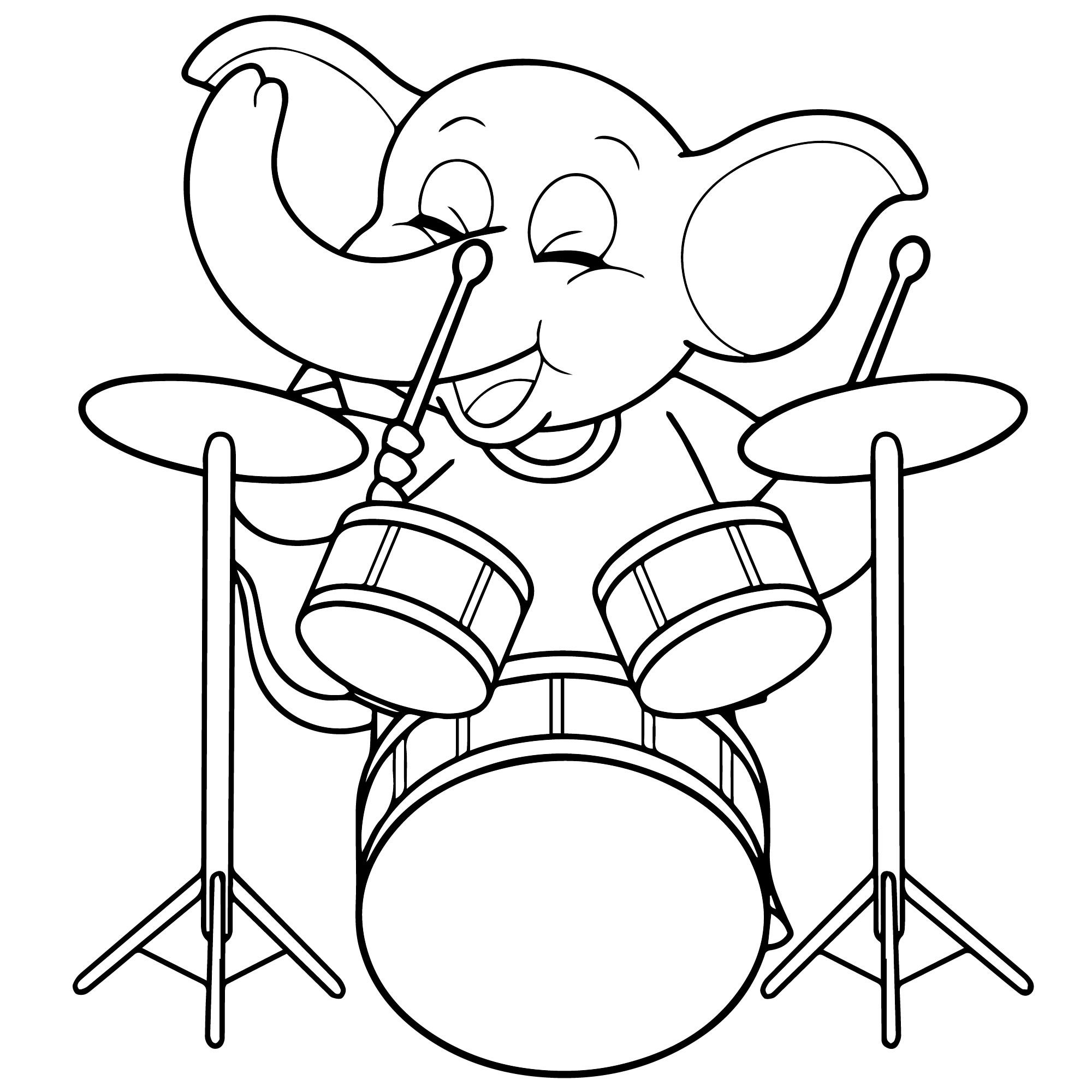 Слон барабанщик раскраска для детей