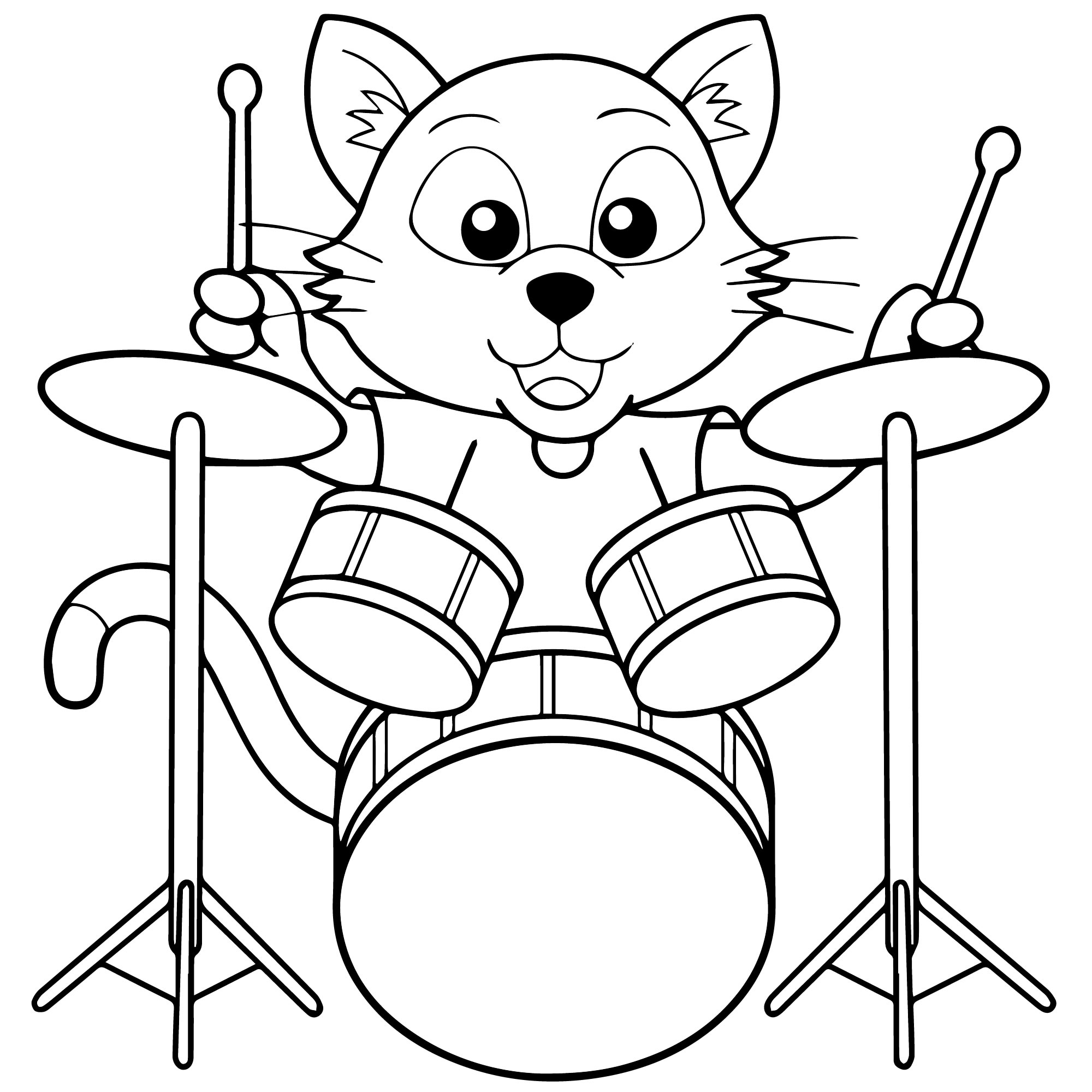 Кот барабанщик раскраска для детей
