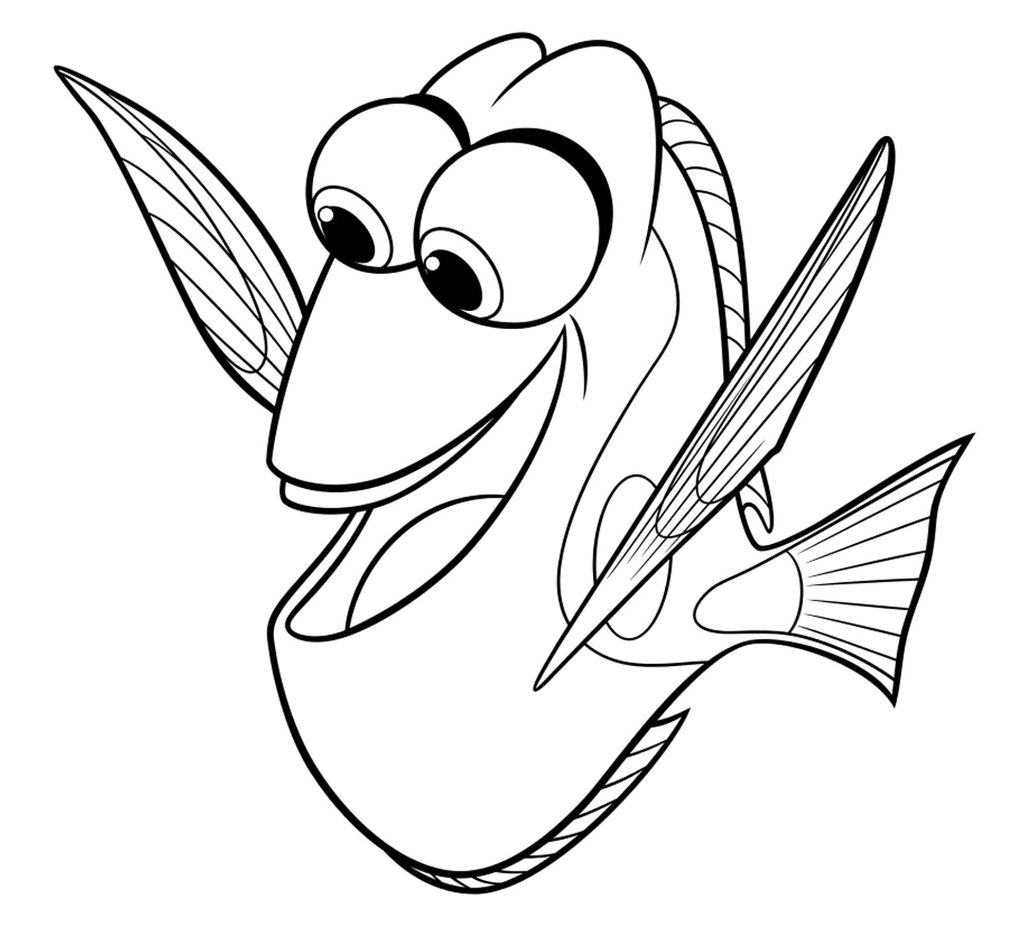 Рыбка Дори раскраска для детей