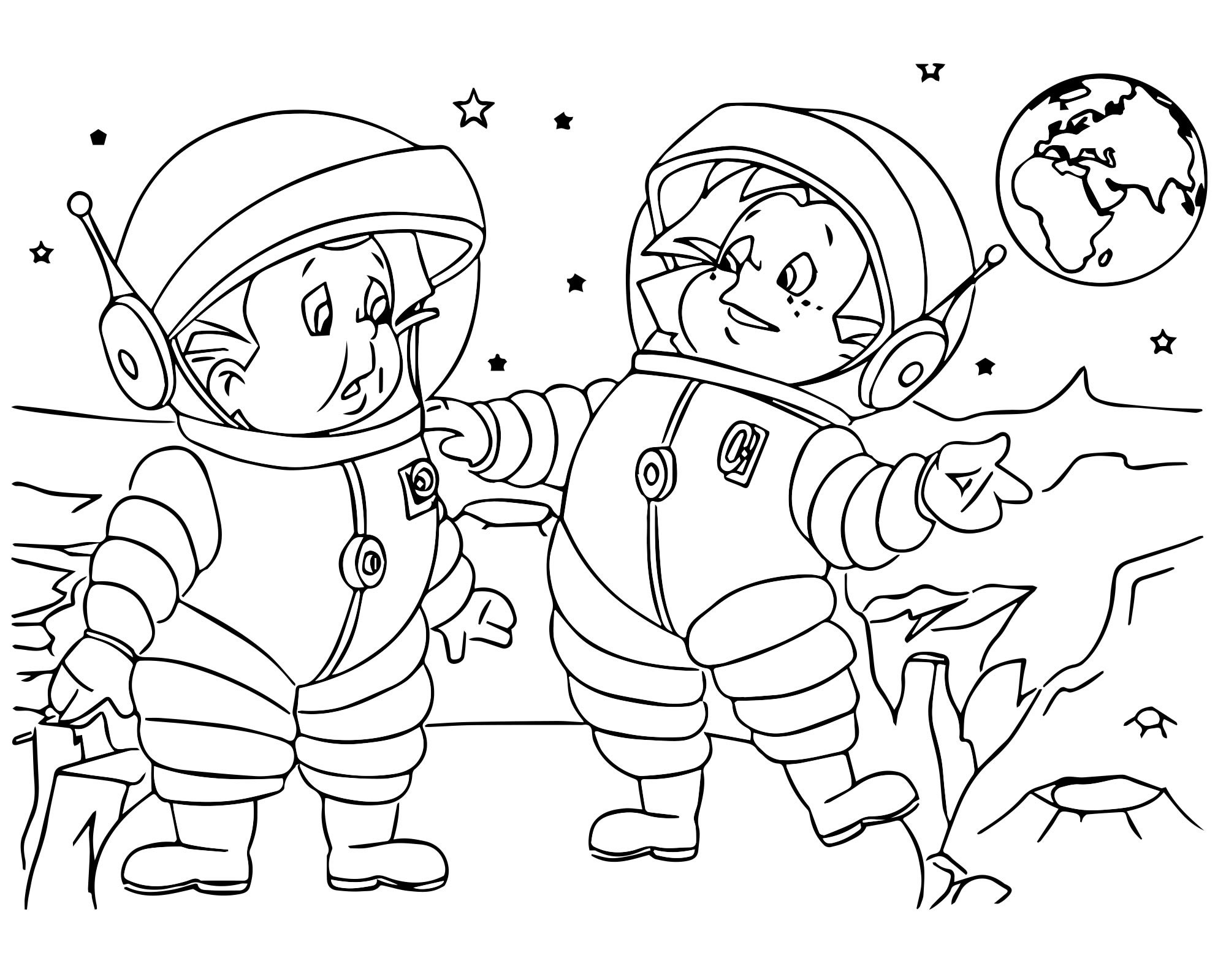 Рисунок на день космонавтики раскраска