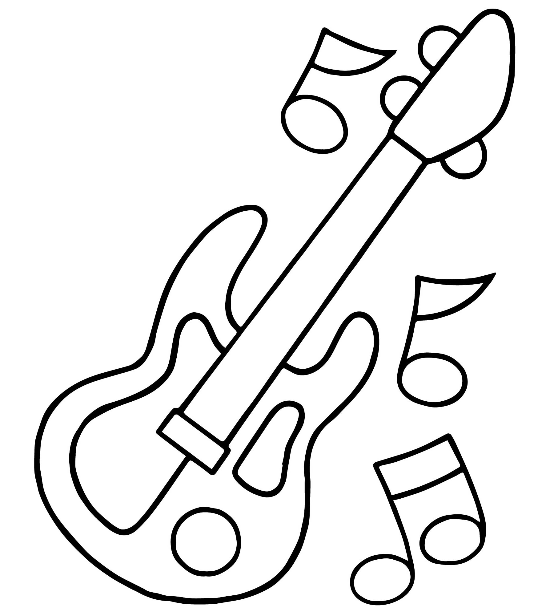 Гитара и ноты раскраска для детей