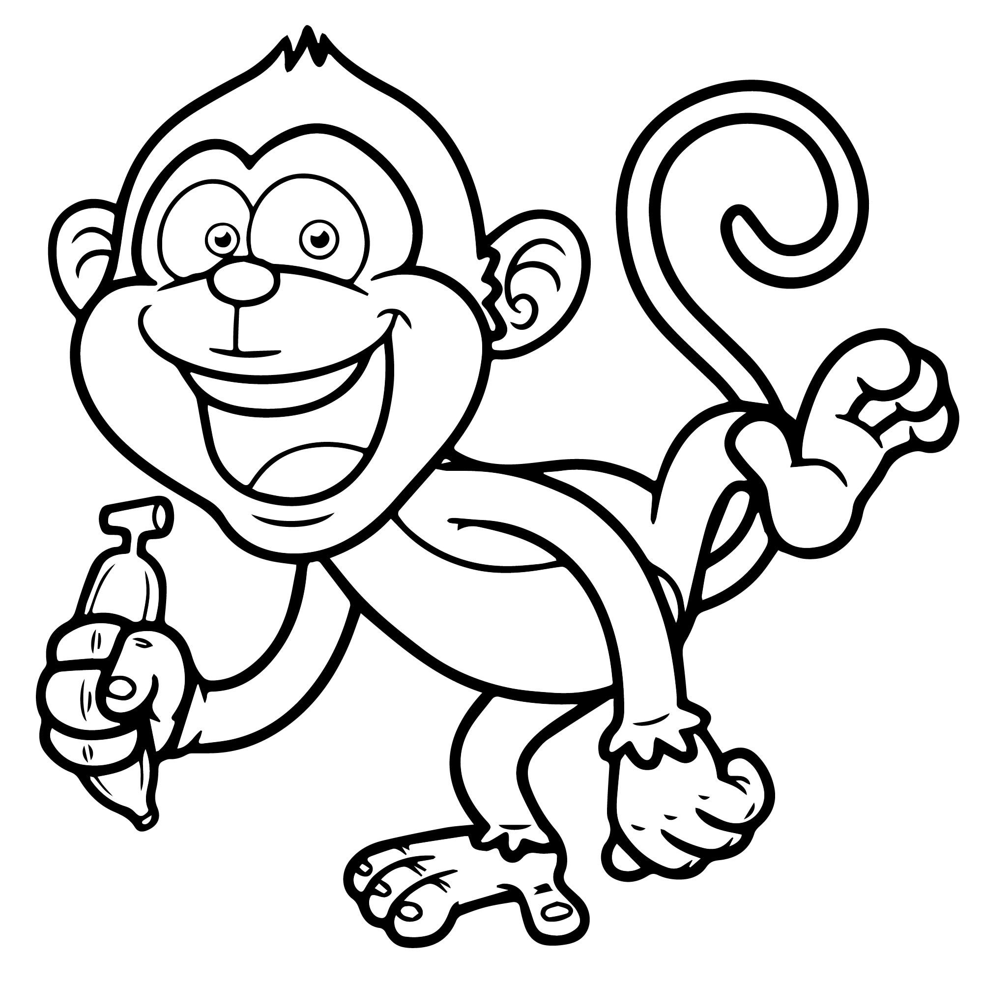 Раскраска обезьянка и бананчик распечатать