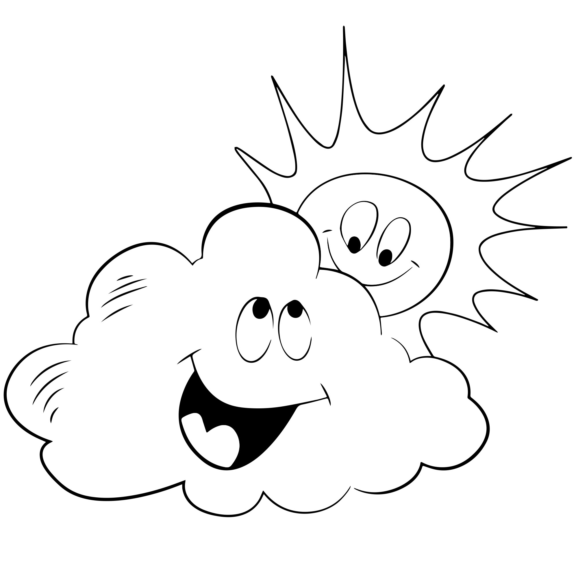 Облако и солнце раскраска для детей