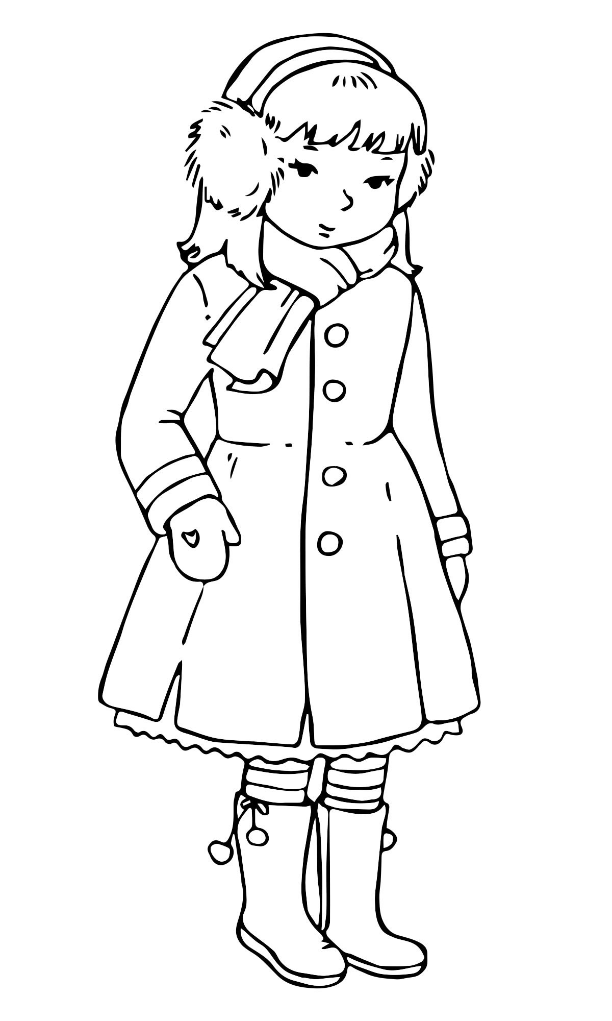 Раскраска для детей женское пальто