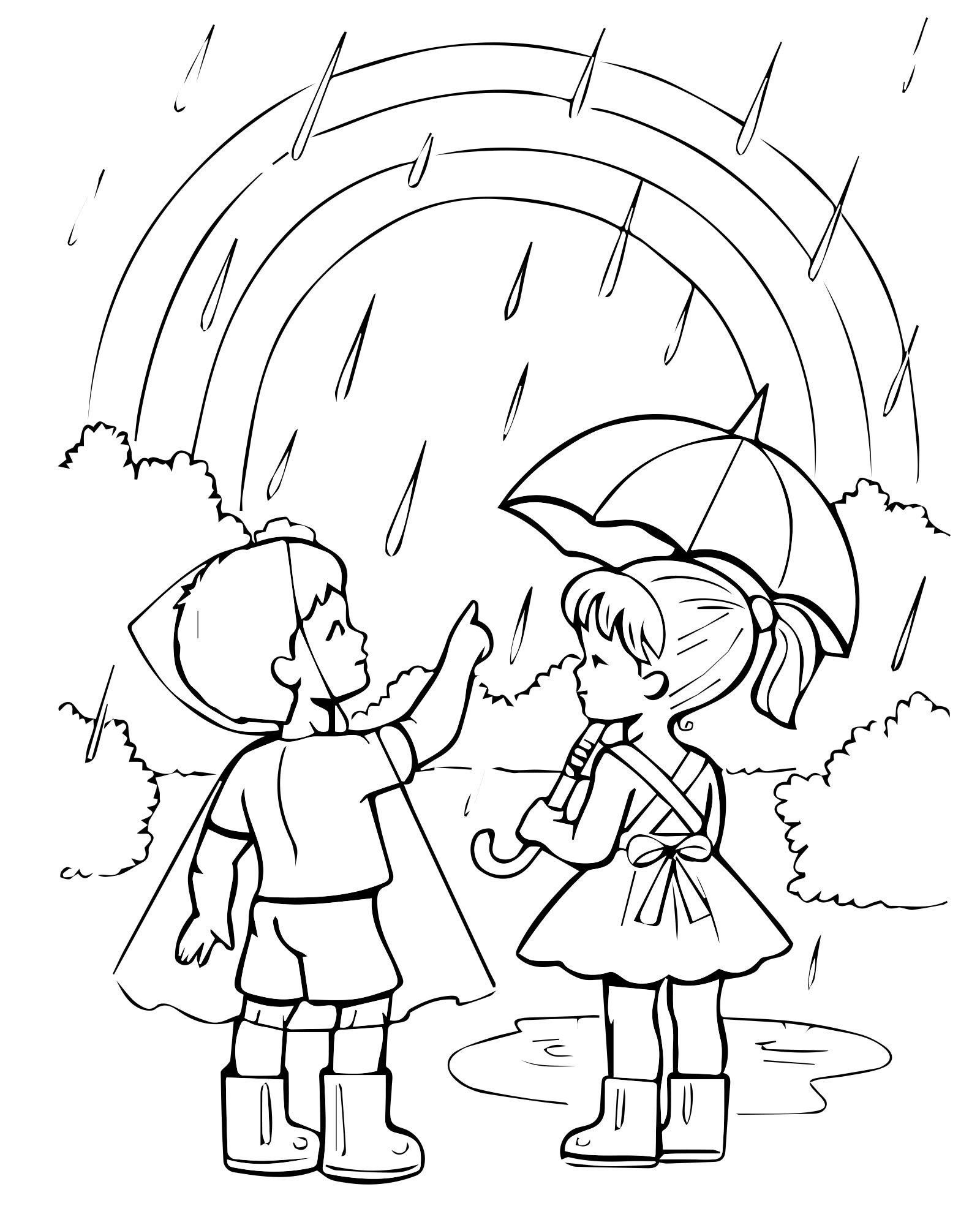 Осенний дождь раскраска для детей